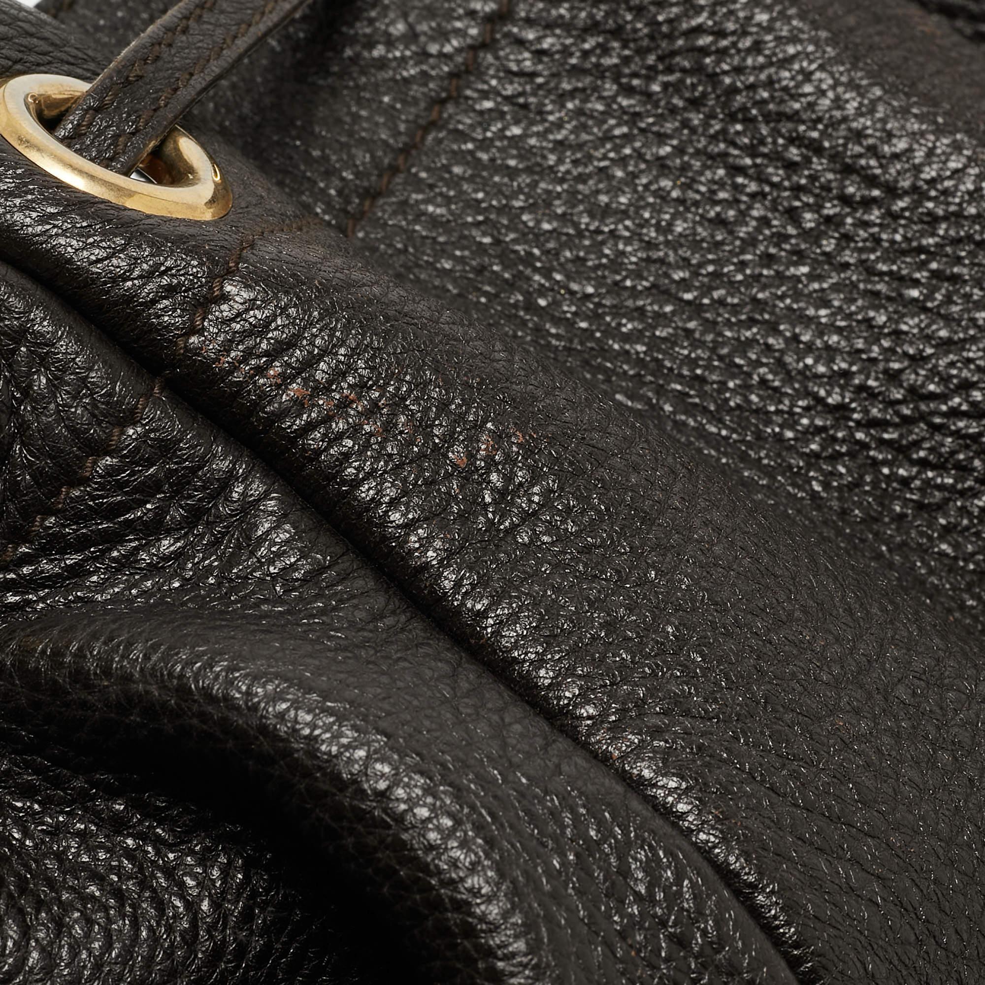 Yves Saint Laurent Choco Brown Leather Overseas Bucket Bag For Sale 6