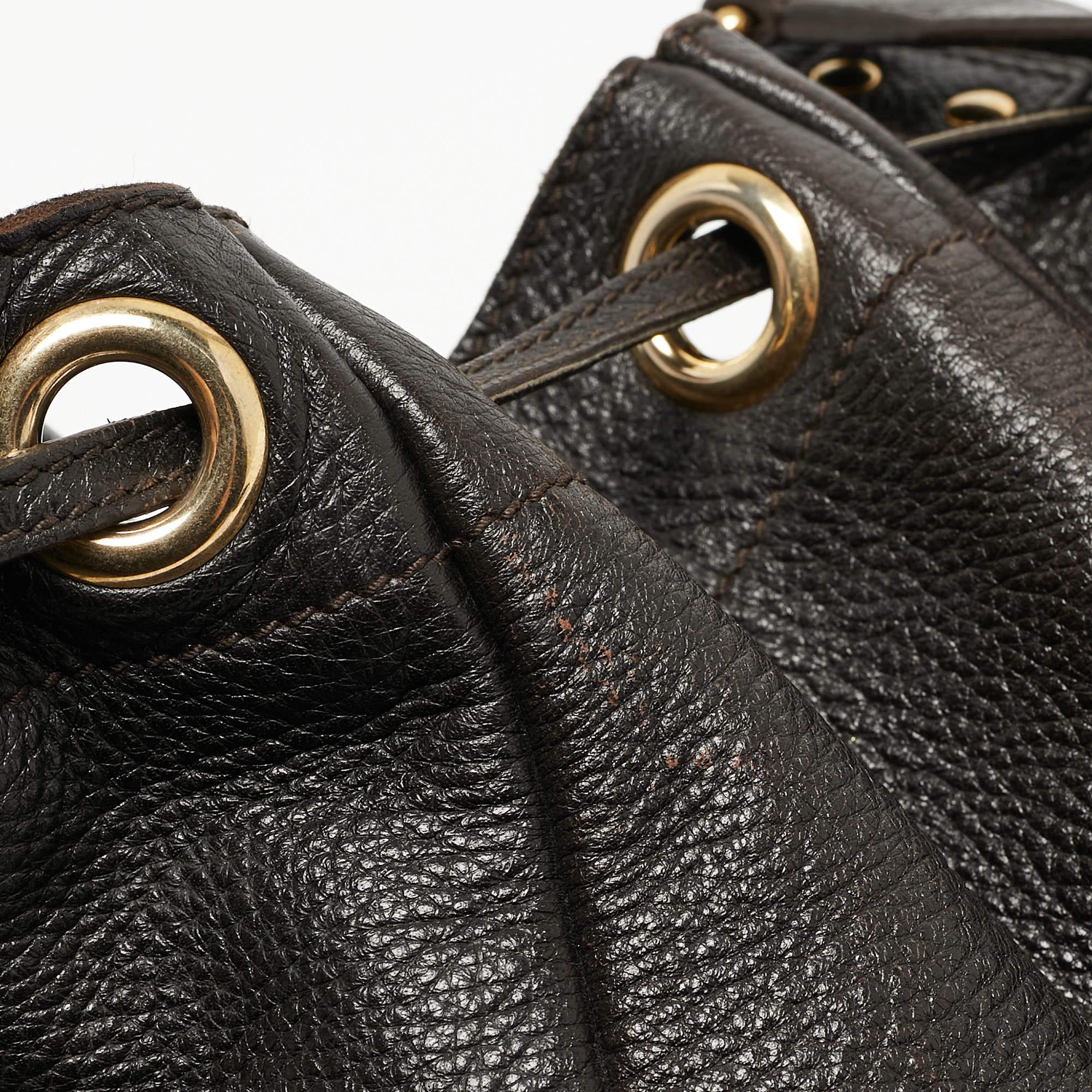 Yves Saint Laurent Choco Brown Leather Overseas Bucket Bag For Sale 7