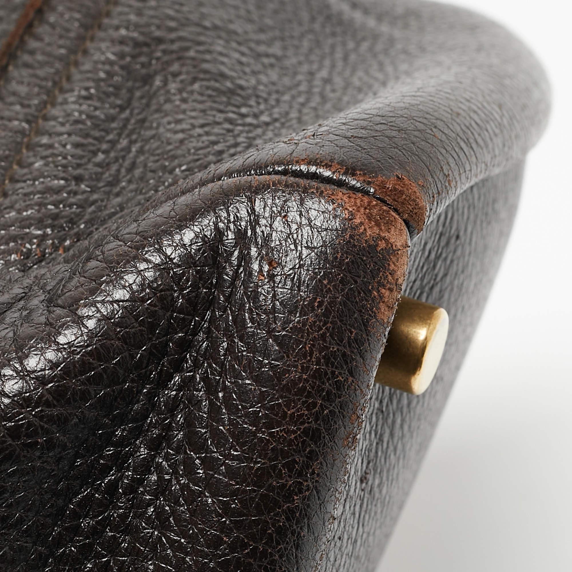 Yves Saint Laurent Choco Brown Leather Overseas Bucket Bag For Sale 8