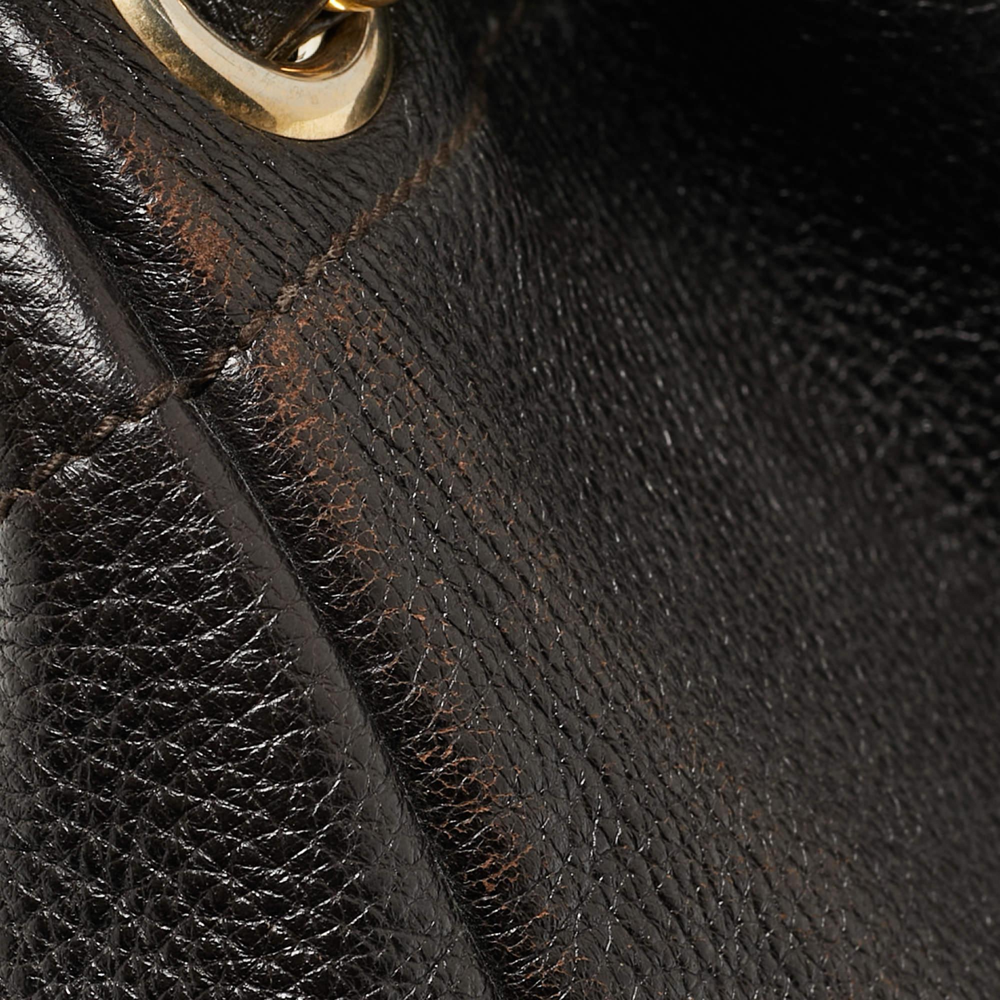 Yves Saint Laurent Choco Brown Leather Overseas Bucket Bag For Sale 9