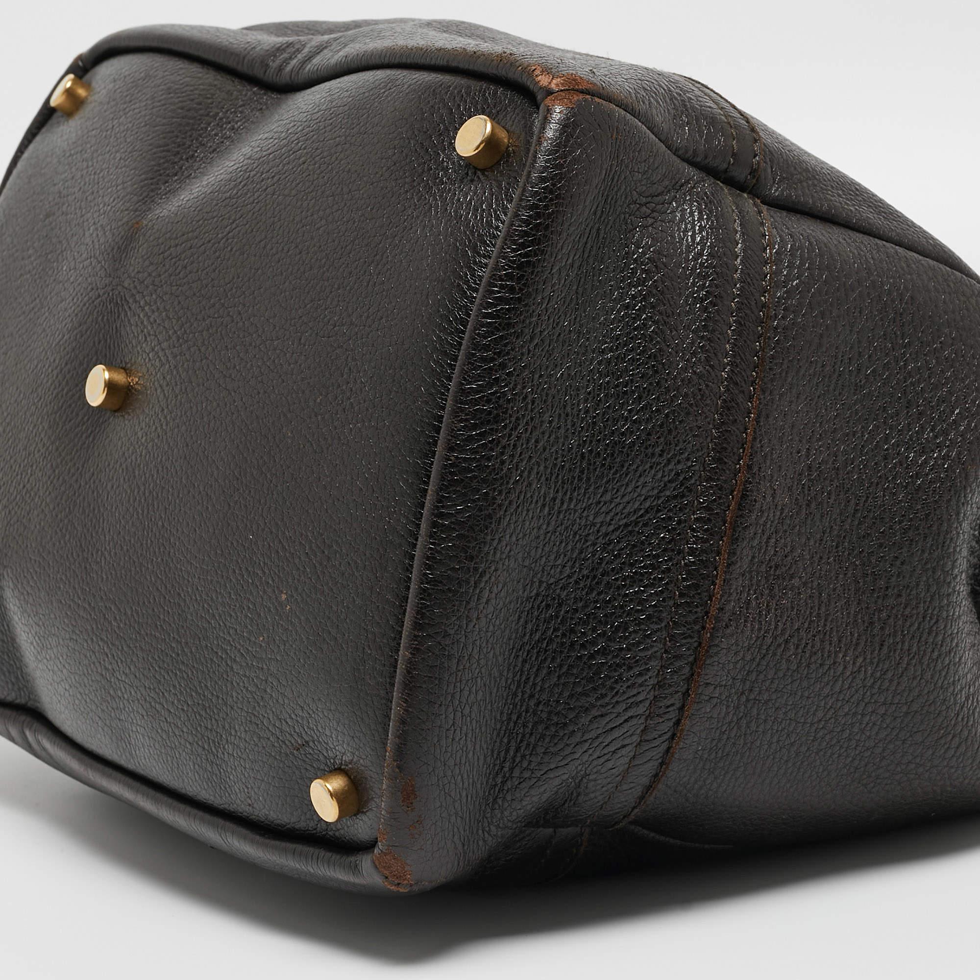 Yves Saint Laurent Choco Brown Leather Overseas Bucket Bag For Sale 12