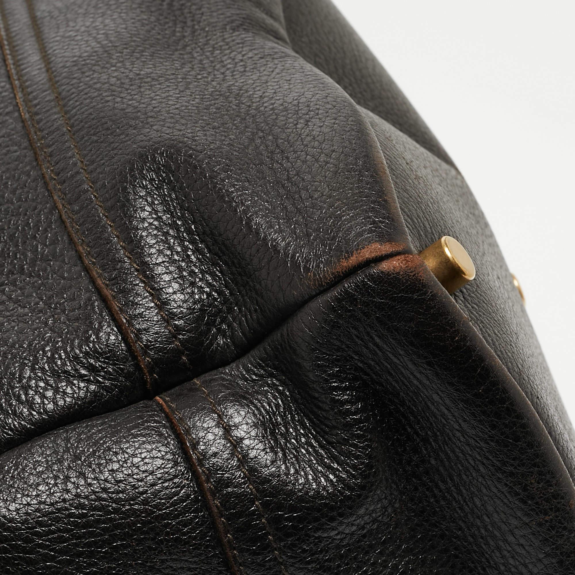 Yves Saint Laurent Choco Brown Leather Overseas Bucket Bag For Sale 13