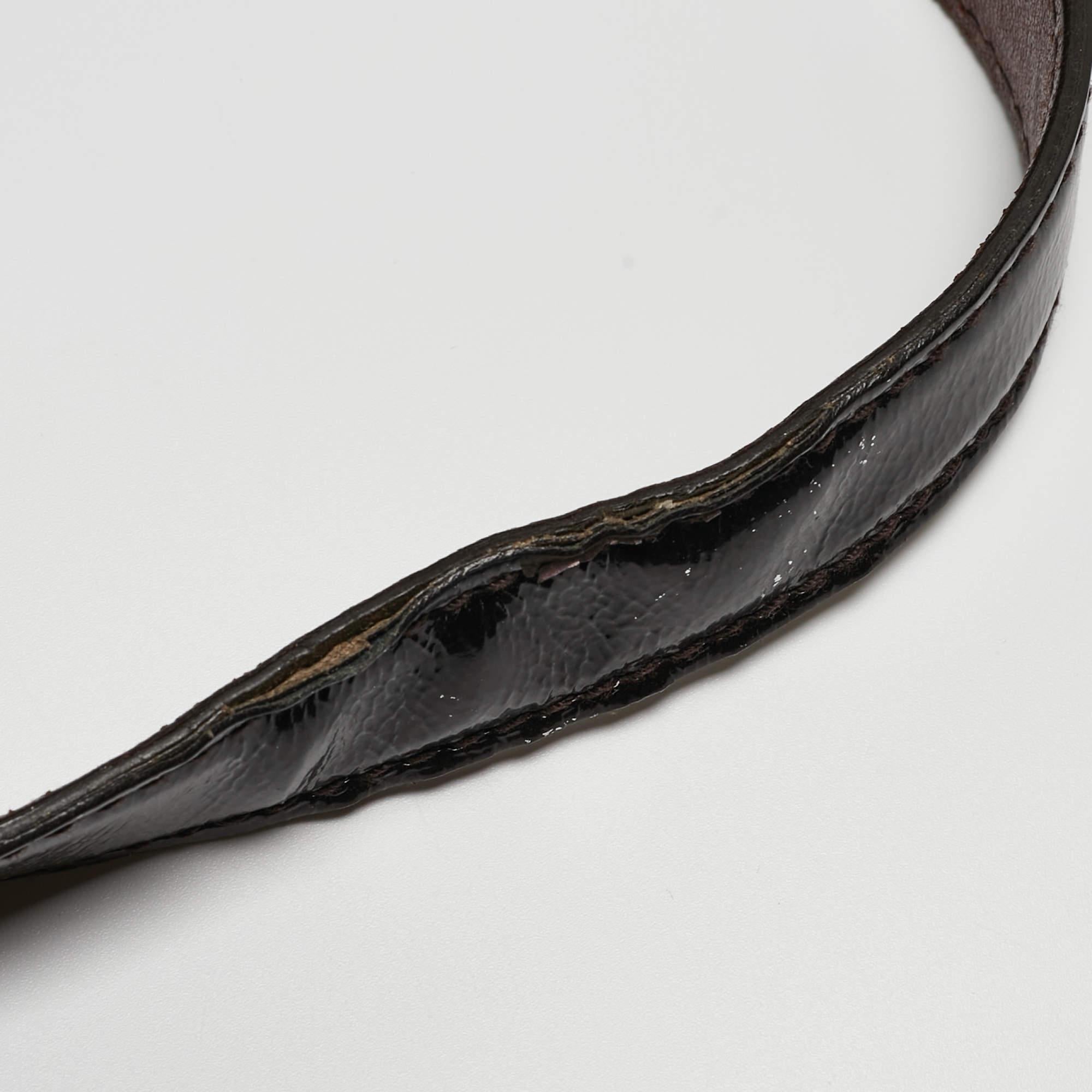 Yves Saint Laurent Sac Muse surdimensionné en cuir verni Choco Brown en vente 6