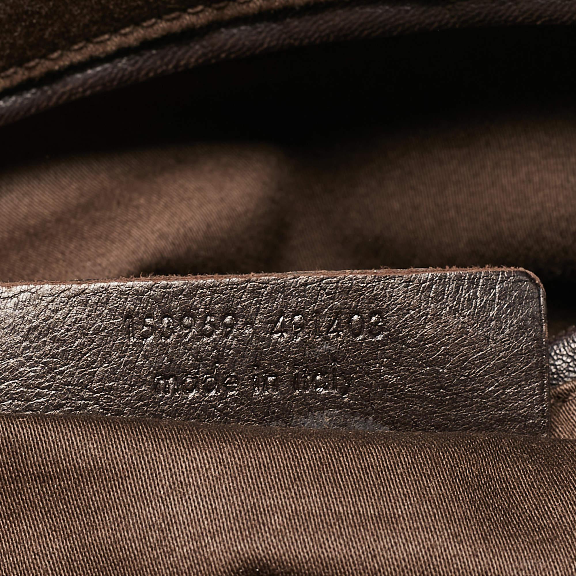 Yves Saint Laurent Choco Brown Lackleder Überdimensionale Muse Tasche im Angebot 12