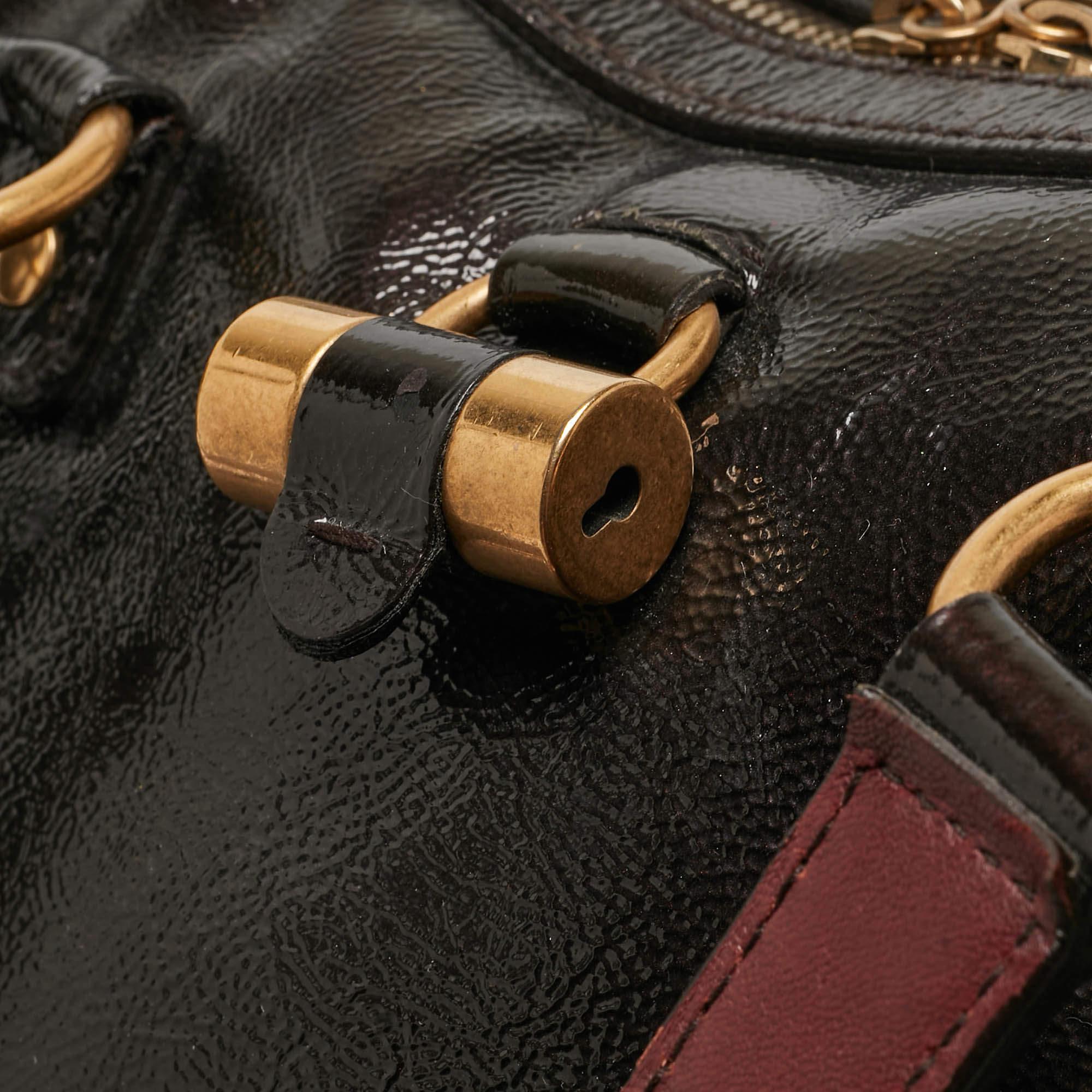 Yves Saint Laurent Choco Brown Lackleder Überdimensionale Muse Tasche im Angebot 3