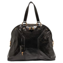 Yves Saint Laurent Bolso sobredimensionado Muse de charol marrón choco