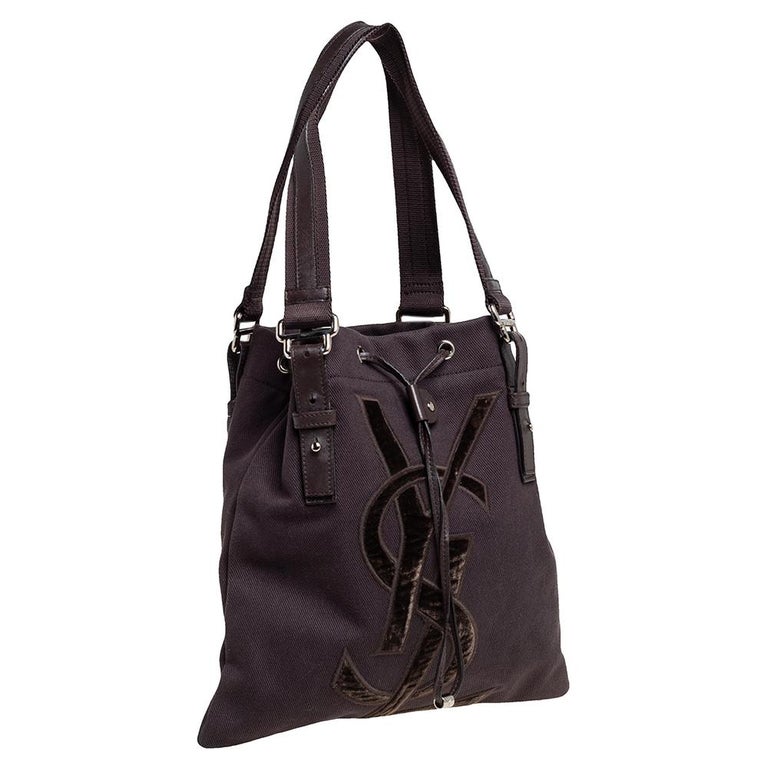 Yves Saint Laurent rive gauche Black Logo KAHALA Tote Bag Hand bag Vintage  Rare