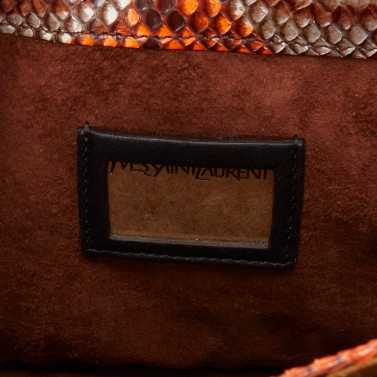 YVES SAINT LAURENT Chyc orange brown scaled leather flap crossbody bag 6
