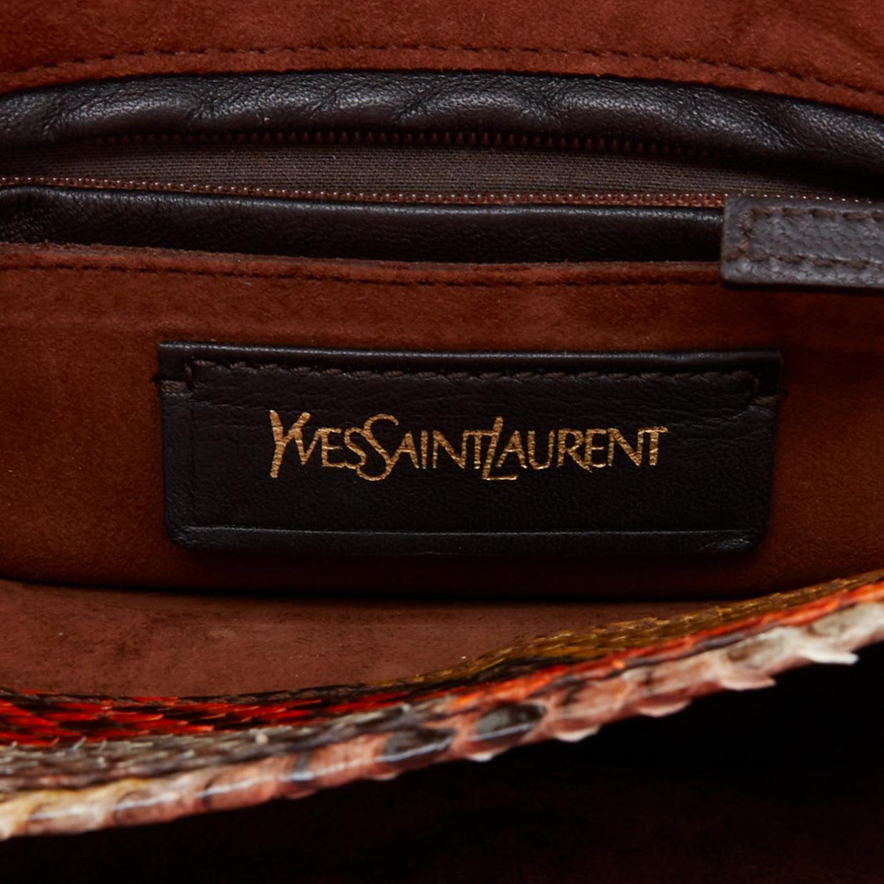 YVES SAINT LAURENT Chyc orange brown scaled leather flap crossbody bag 7