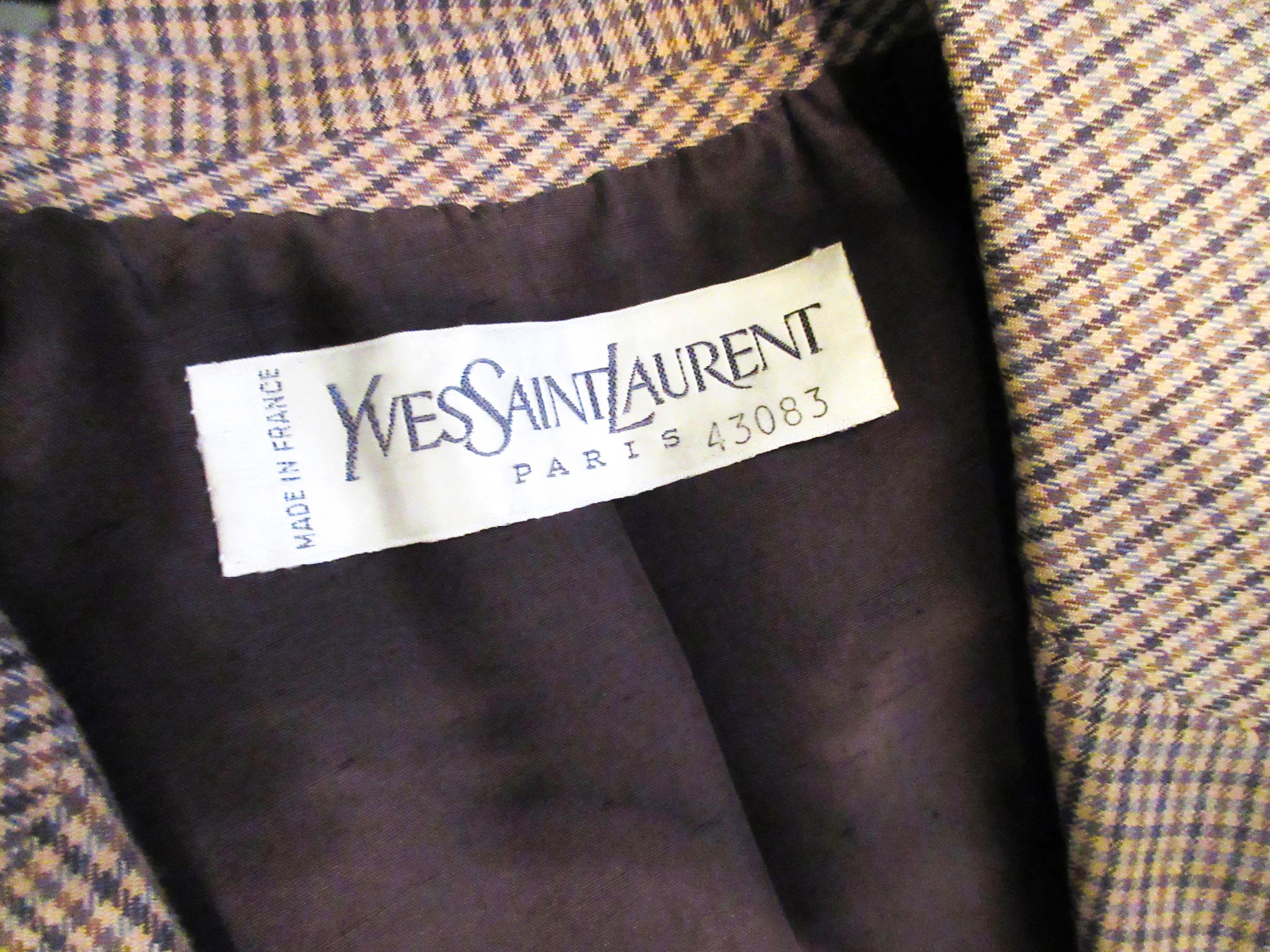 YVES SAINT LAURENT Classic 3PC Brown Pantsuit w/ Belted  6