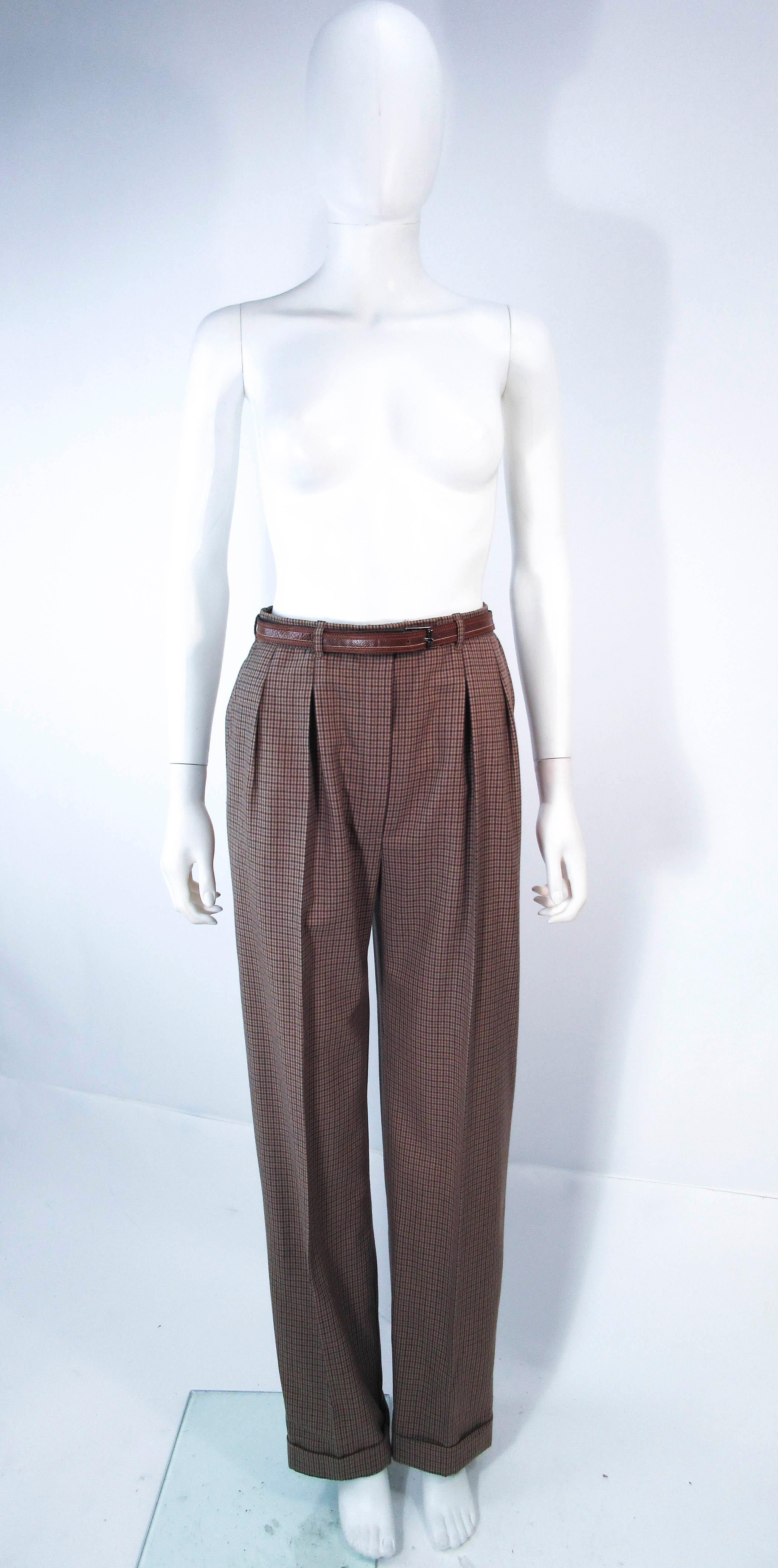 YVES SAINT LAURENT Classic 3PC Brown Pantsuit w/ Belted  7