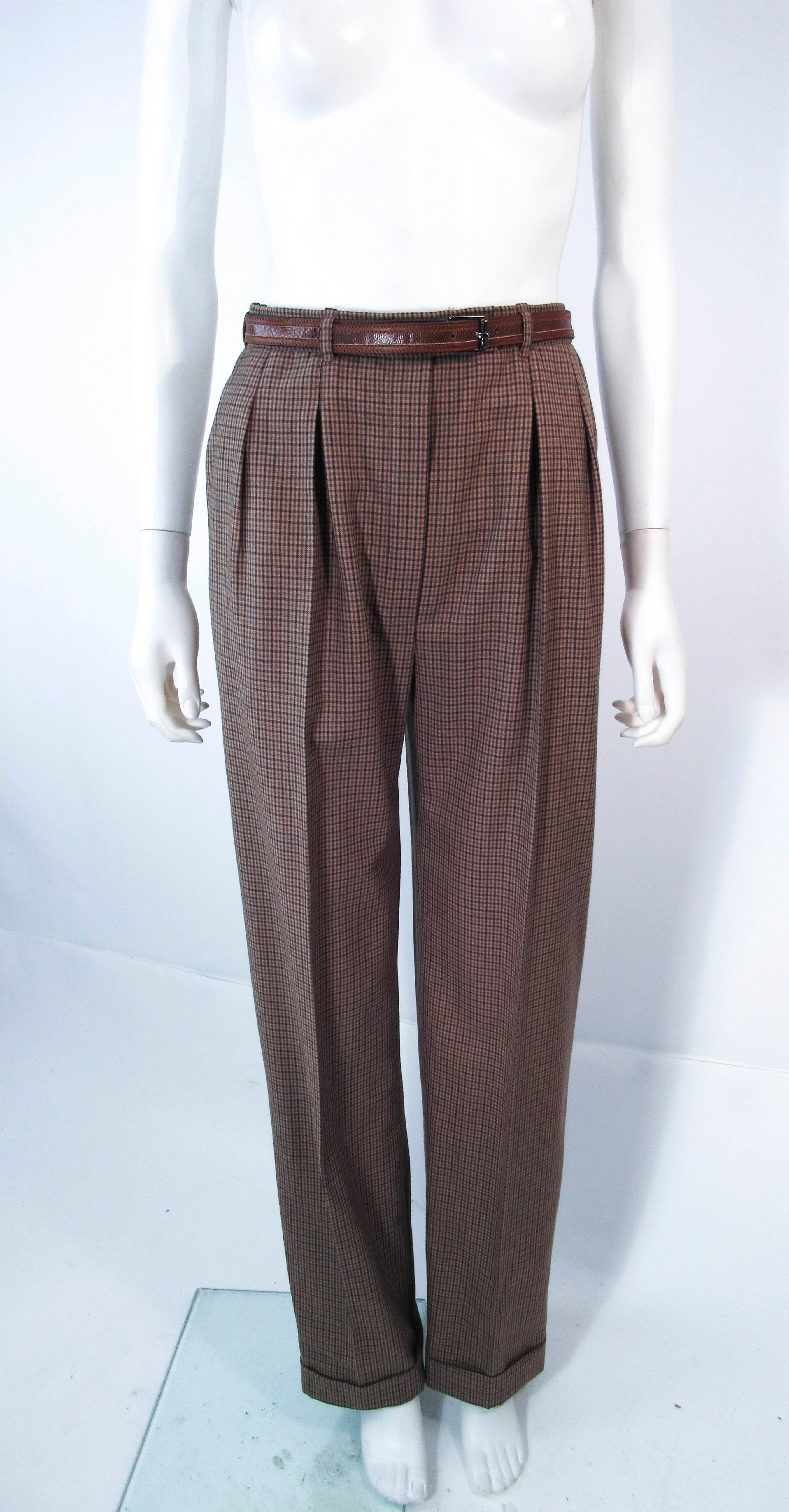 YVES SAINT LAURENT Classic 3PC Brown Pantsuit w/ Belted  8