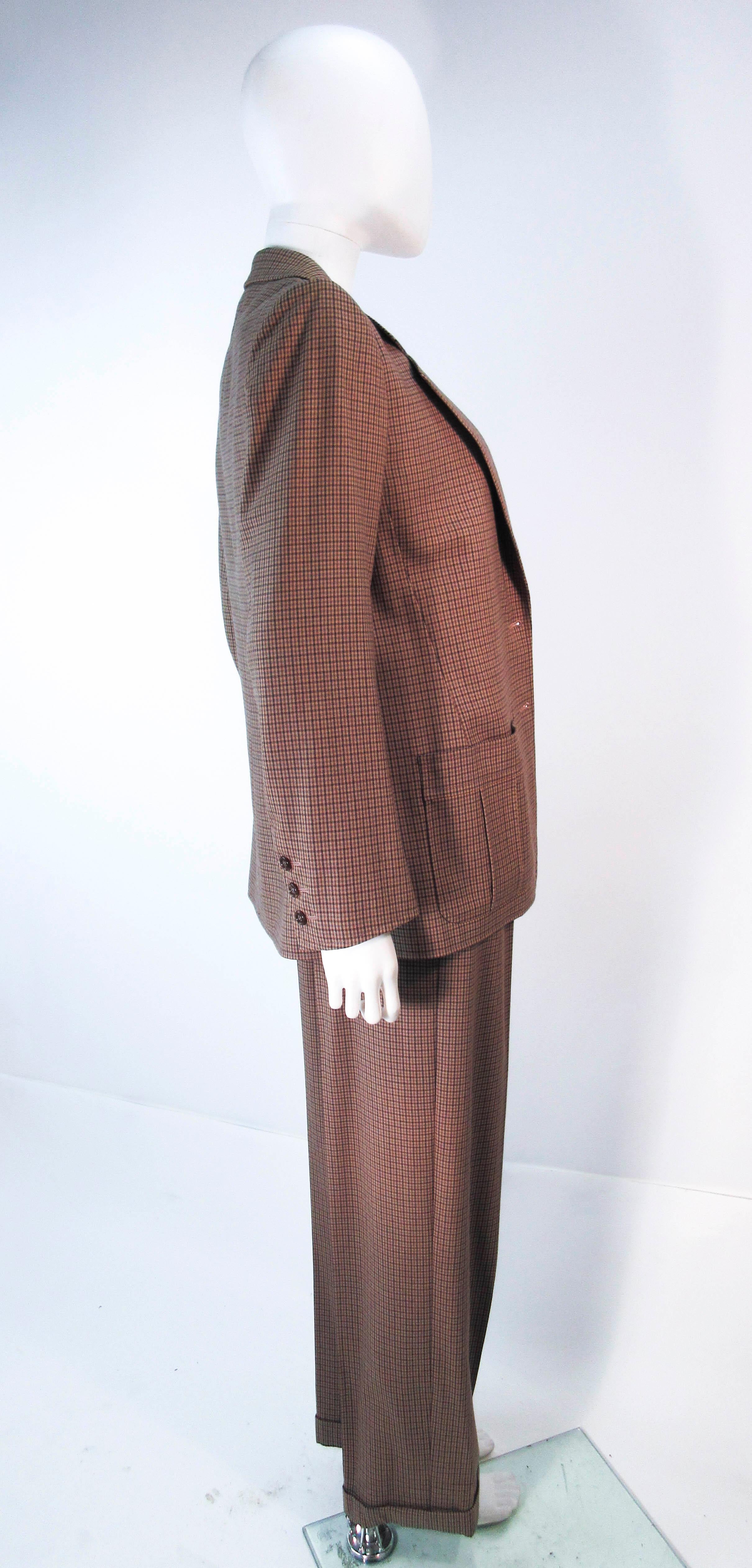 YVES SAINT LAURENT Classic 3PC Brown Pantsuit w/ Belted  2