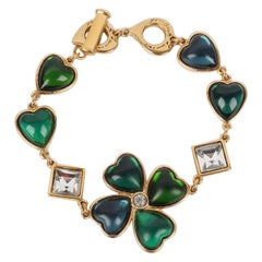 Yves Saint Laurent - Bracelet trèfle en résine verte