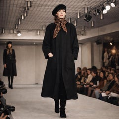 Yves Saint Laurent Coat Black Wool 1970s Russian Collection YSL Rive Gauche Rare