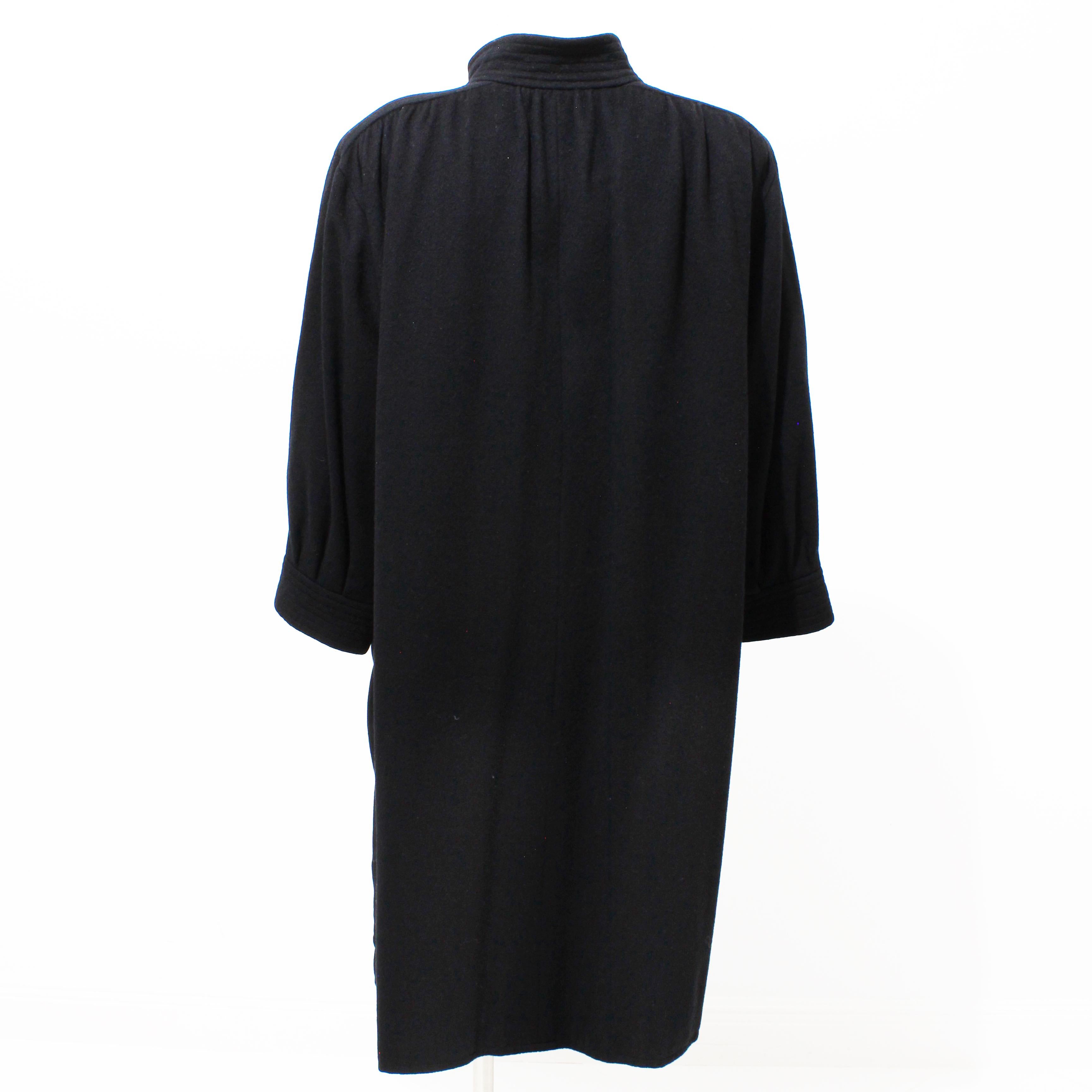 da uomo o donna Yves Saint Laurent Cappotto in lana nera anni '70 Collezione Russa YSL Rive Gauche Raro in vendita