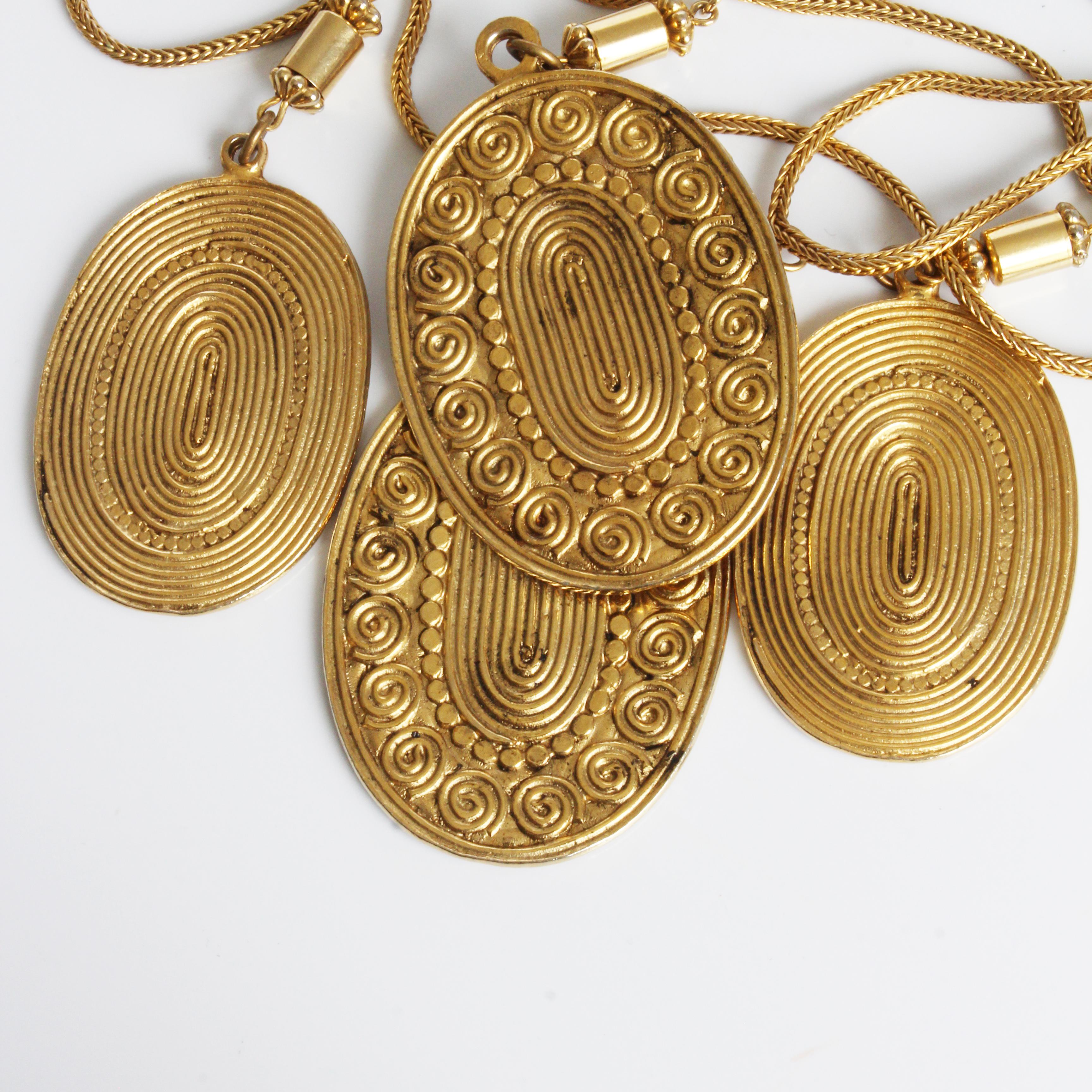 Yves Saint Laurent Coin Necklace Multistrand Etruscan Medallions Vintage 70s HTF For Sale 3