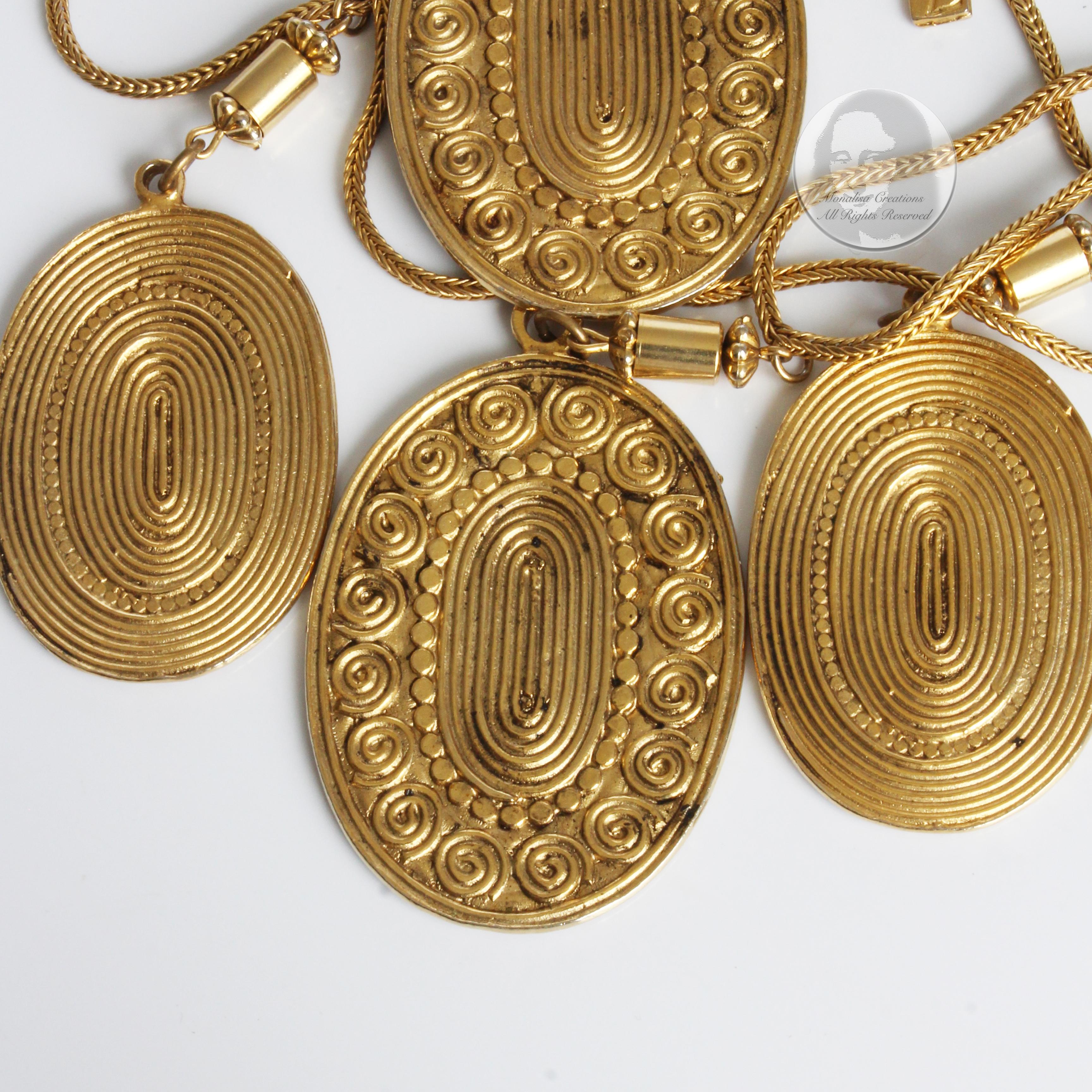 Women's or Men's Yves Saint Laurent Coin Necklace Multistrand Etruscan Medallions Vintage 70s HTF For Sale
