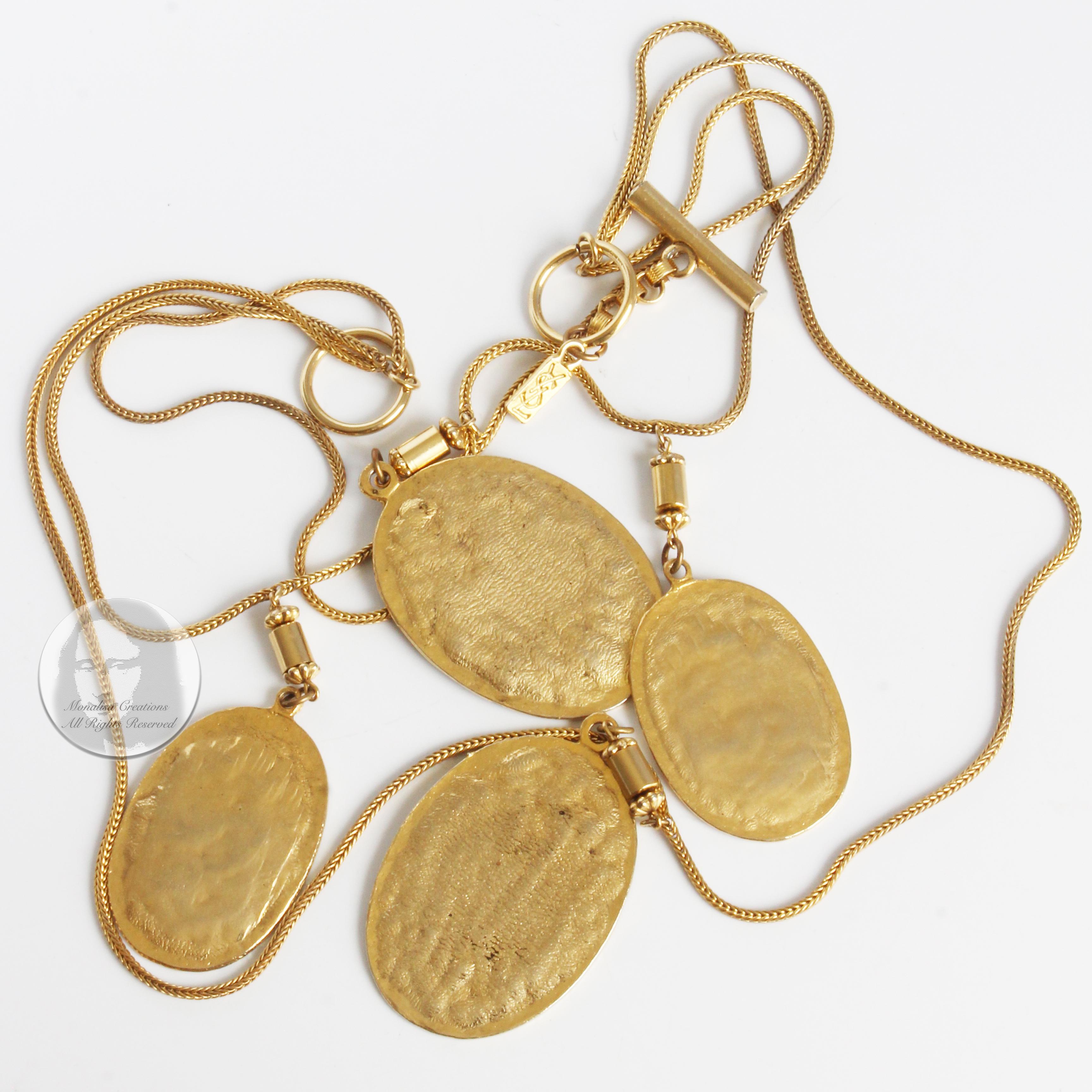 Yves Saint Laurent Coin Necklace Multistrand Etruscan Medallions Vintage 70s HTF For Sale 1