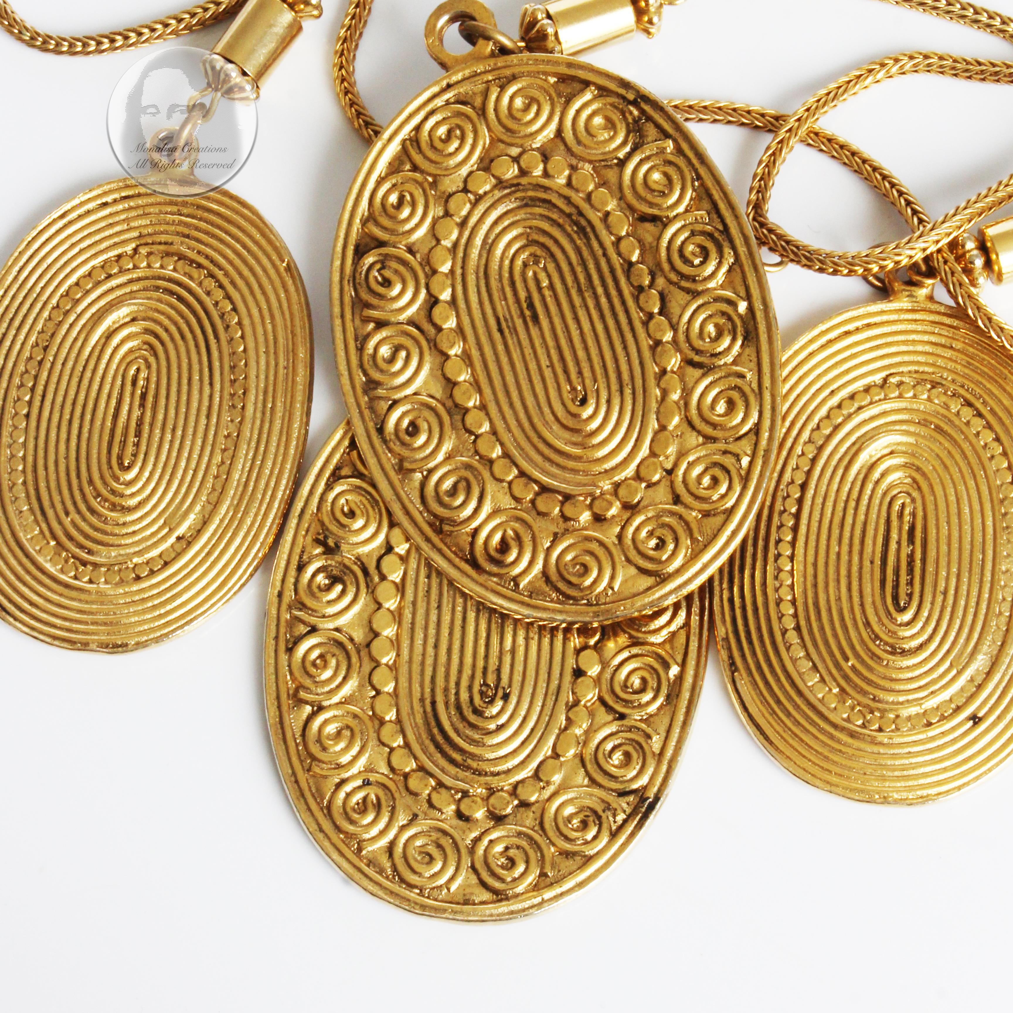Yves Saint Laurent Coin Necklace Multistrand Etruscan Medallions Vintage 70s HTF For Sale 2