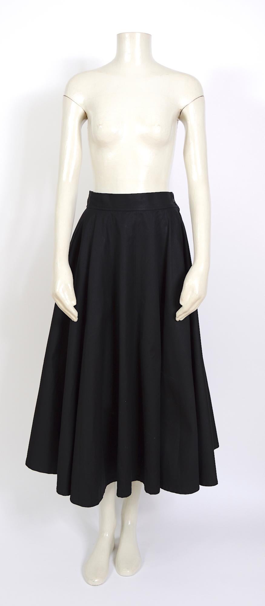 Yves Saint Laurent collectible 80s vintage black cotton lace-up top skirt set 1