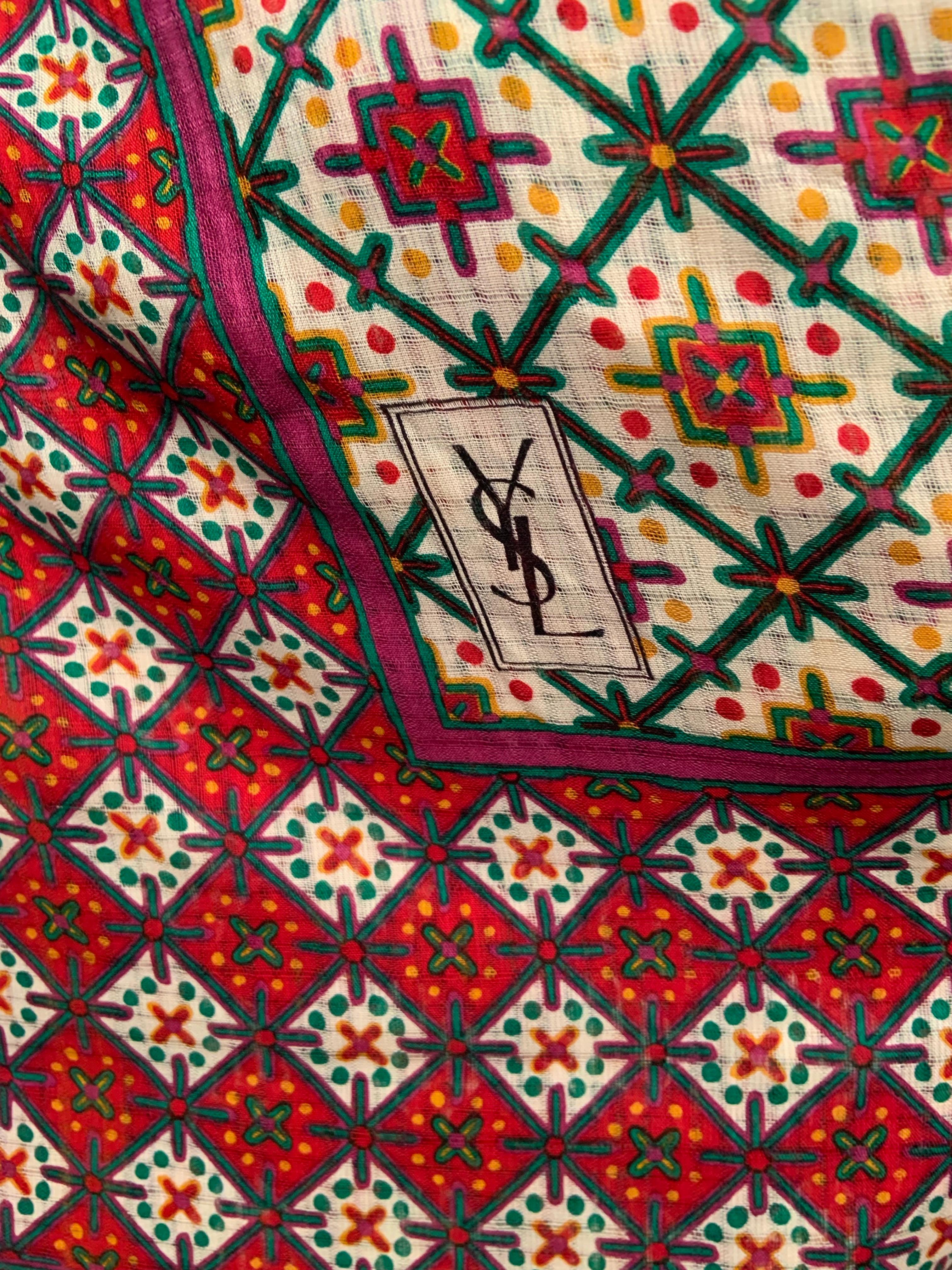 Yves Saint Laurent Colorful Wool Challis Shawl in vendita 6