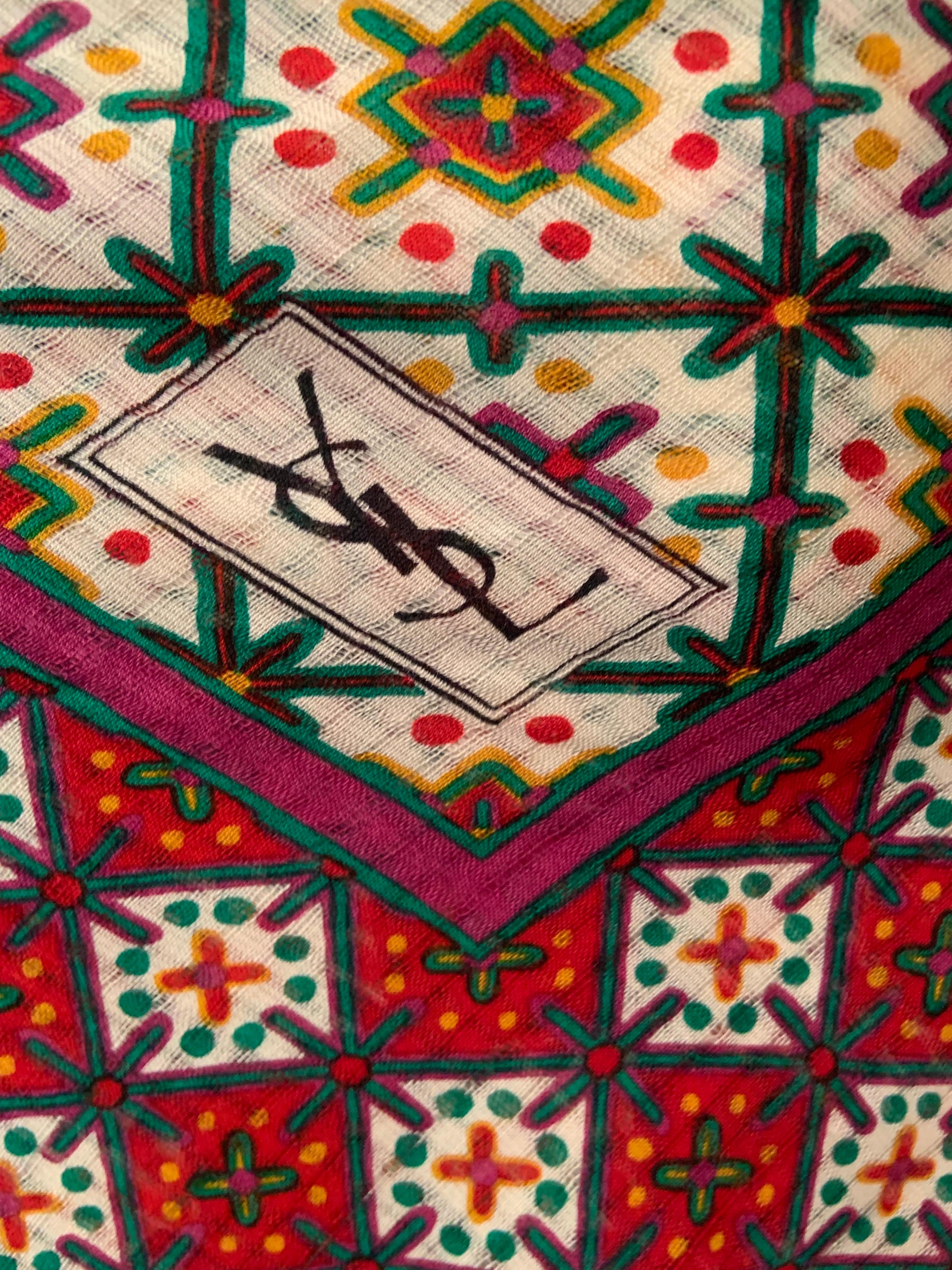 Yves Saint Laurent Colorful Wool Challis Shawl in vendita 8