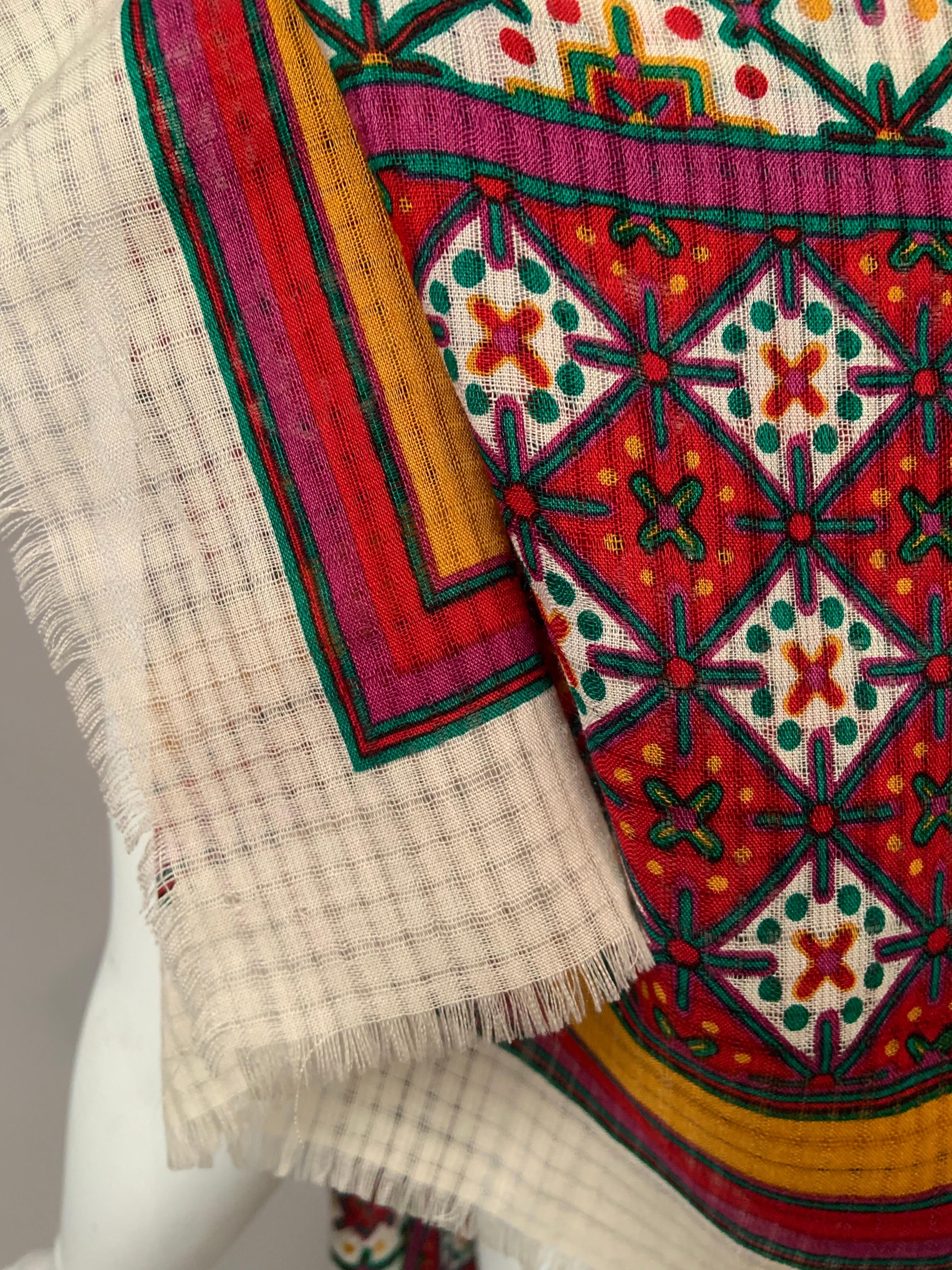 Yves Saint Laurent Colorful Wool Challis Shawl in vendita 9