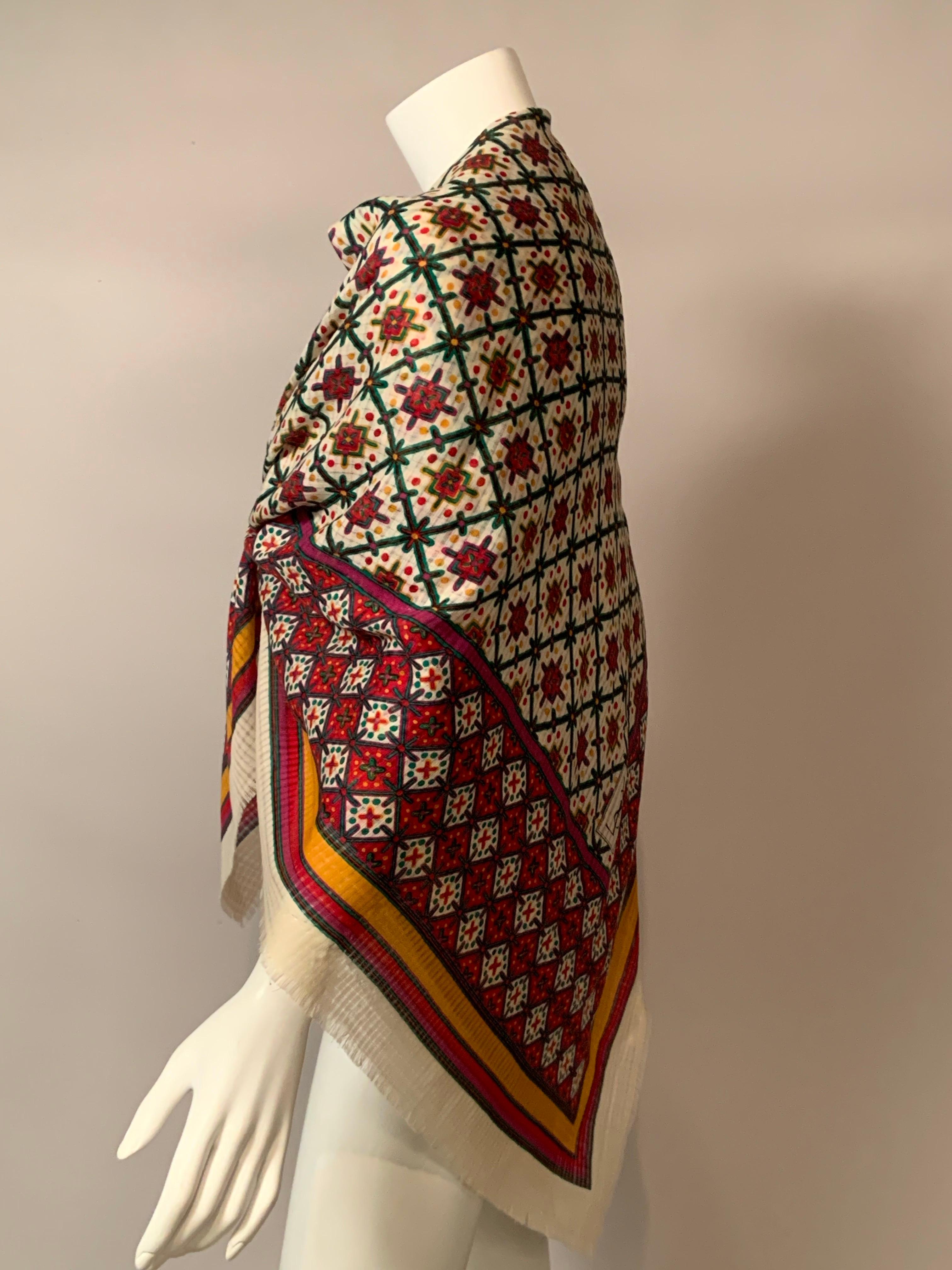 Yves Saint Laurent Colorful Wool Challis Shawl in vendita 3