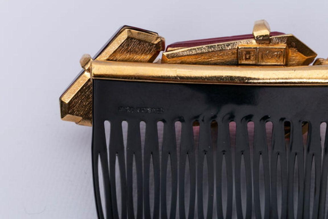 Women's Yves Saint Laurent Comb Topped with Three Cabochons For Sale