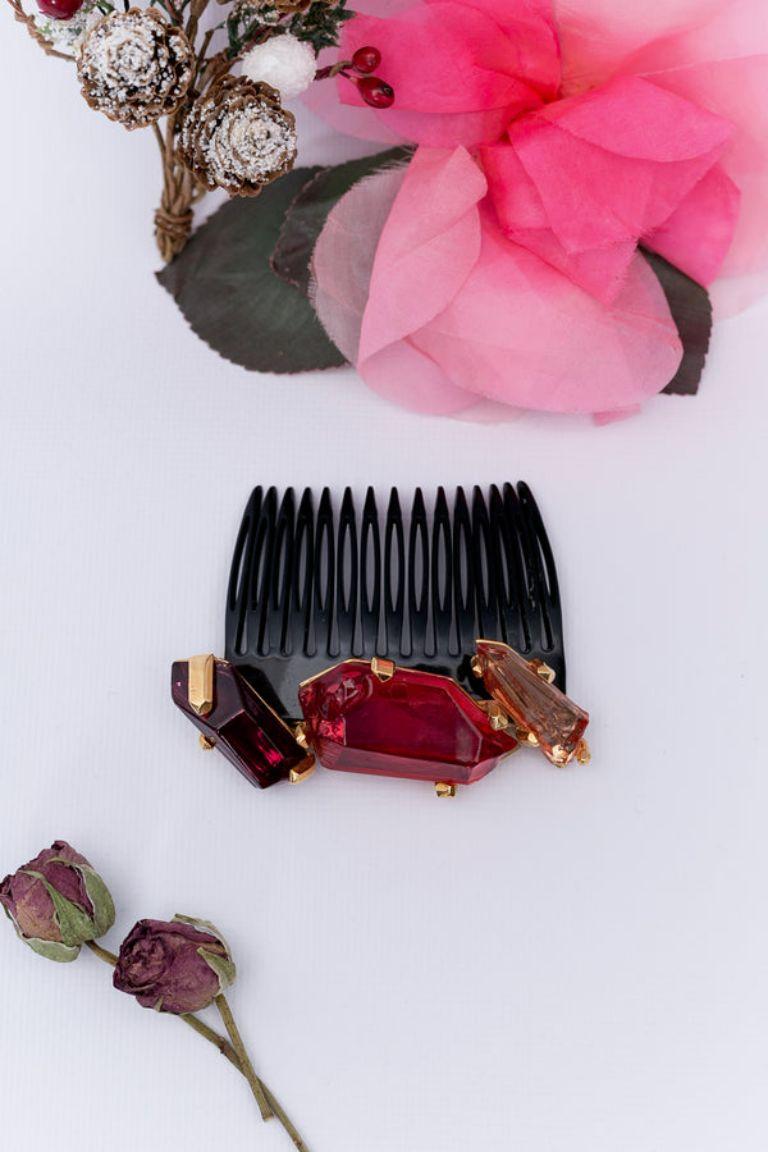 Yves Saint Laurent Comb Topped with Three Cabochons For Sale 2