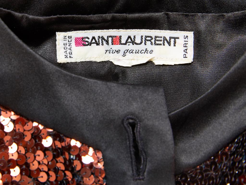 Yves Saint Laurent Copper Sequined Cardigan In Good Condition In New York, NY
