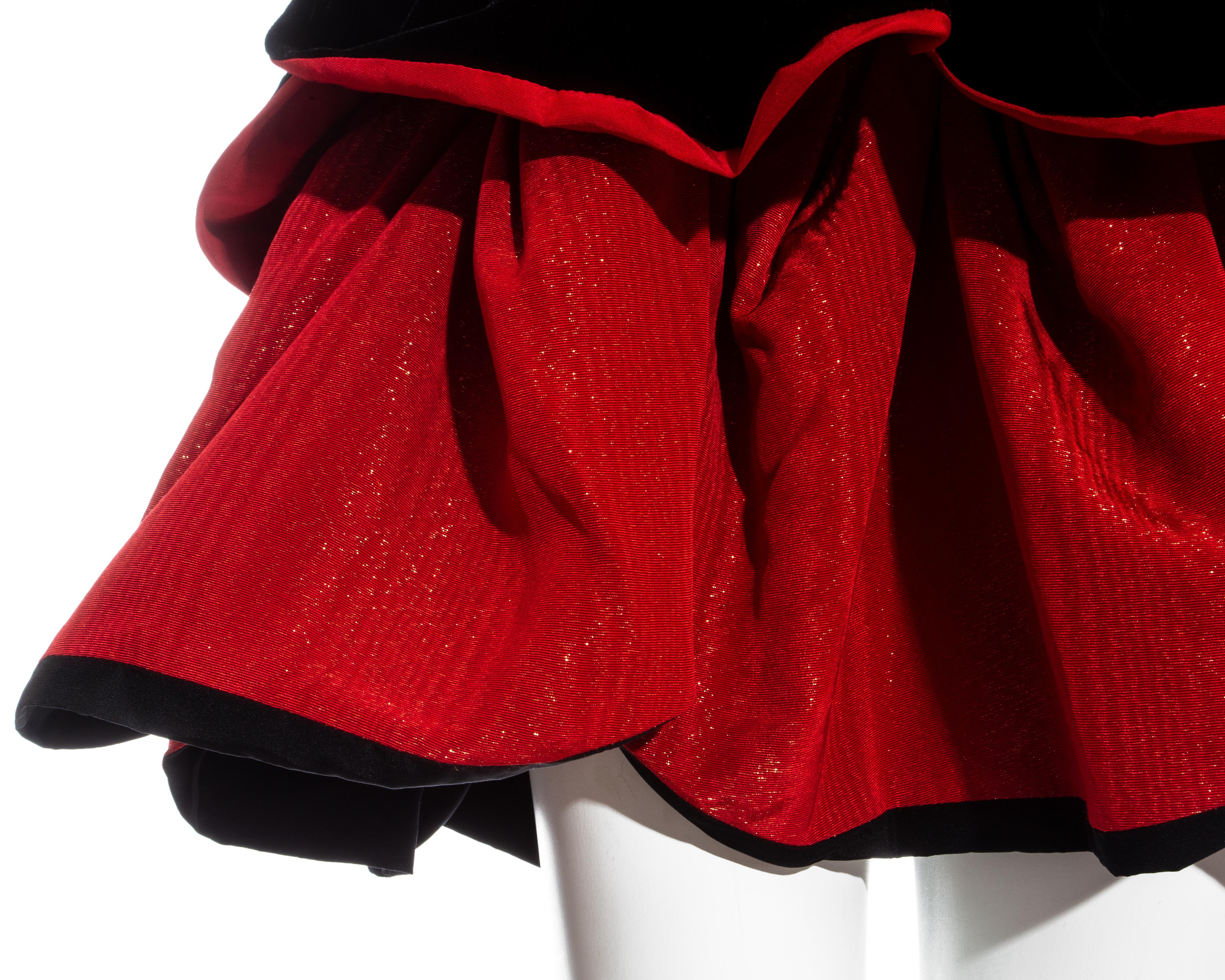 Black Yves Saint Laurent coral moire silk and velvet petal skirt, fw 1994 For Sale