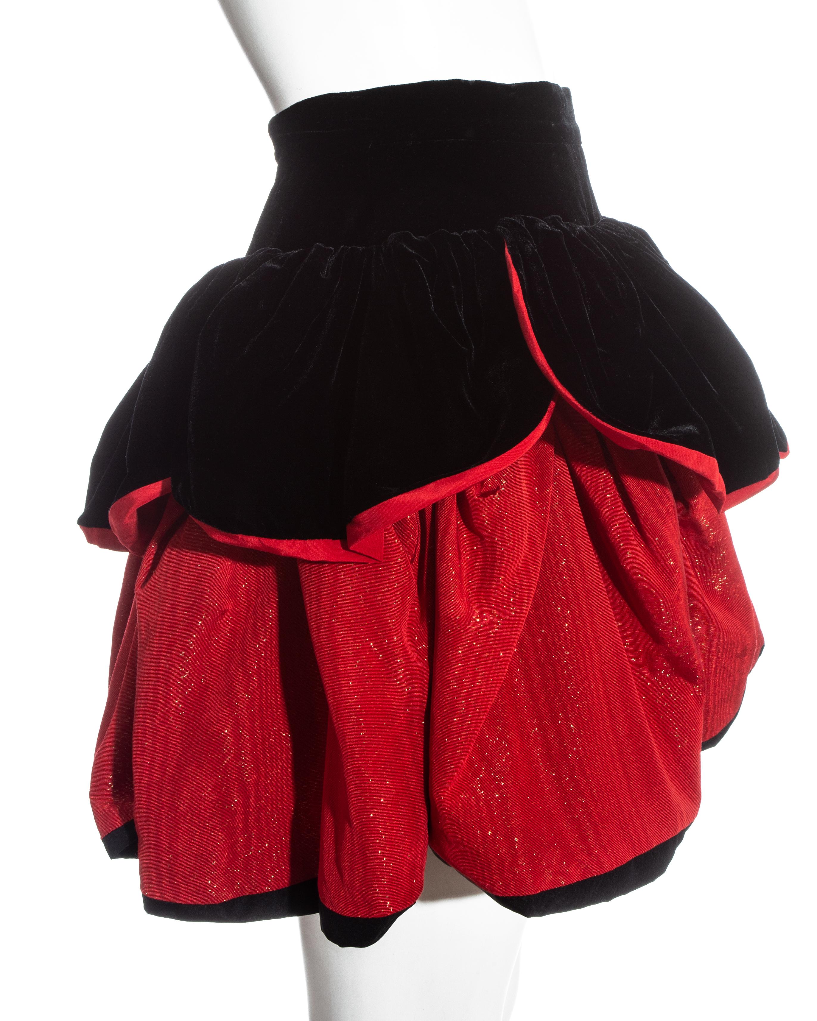 Yves Saint Laurent coral moire silk and velvet petal skirt, fw 1994 In Excellent Condition For Sale In London, GB