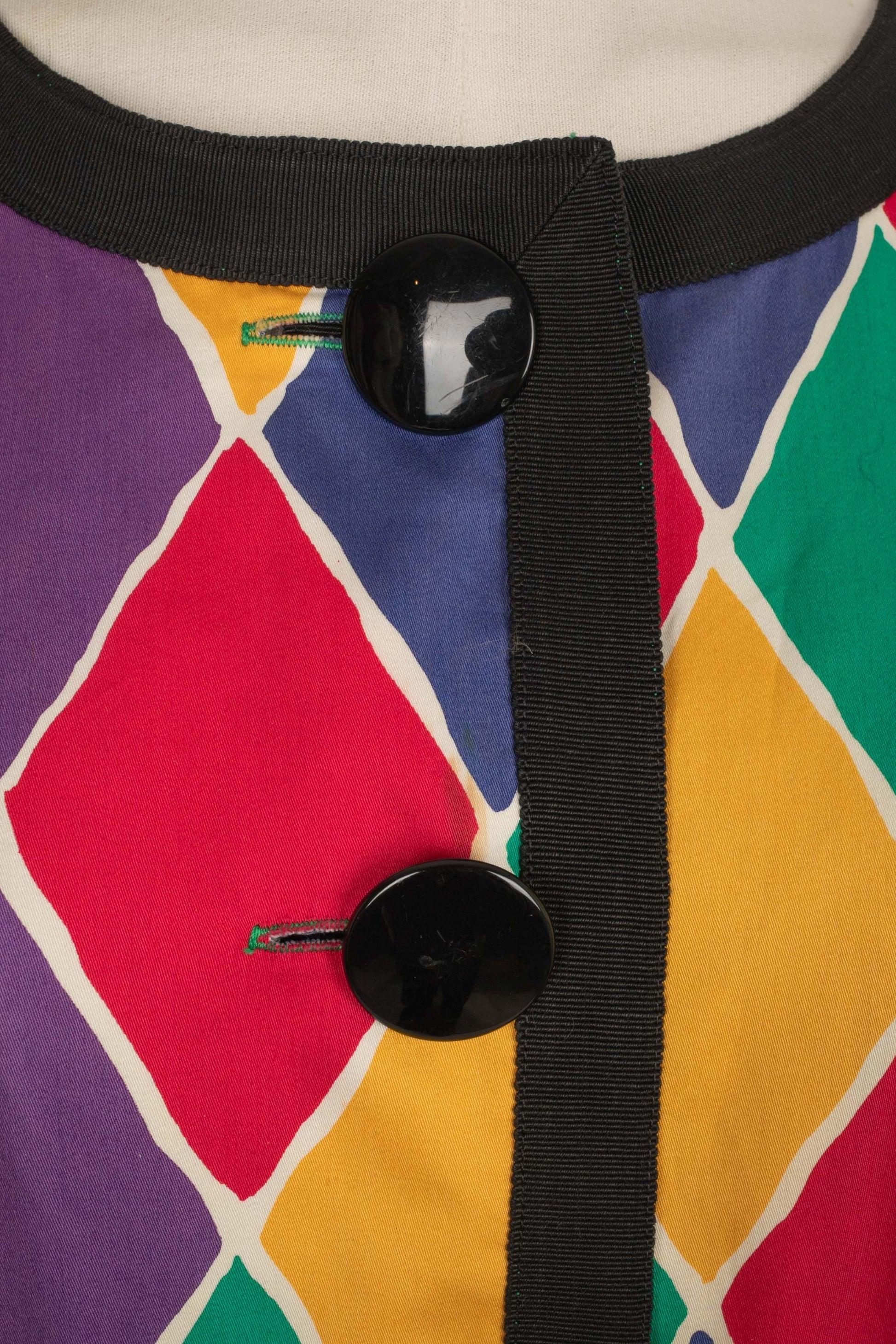 Women's Yves Saint Laurent Cotton Harlequin Dress, 1988 For Sale