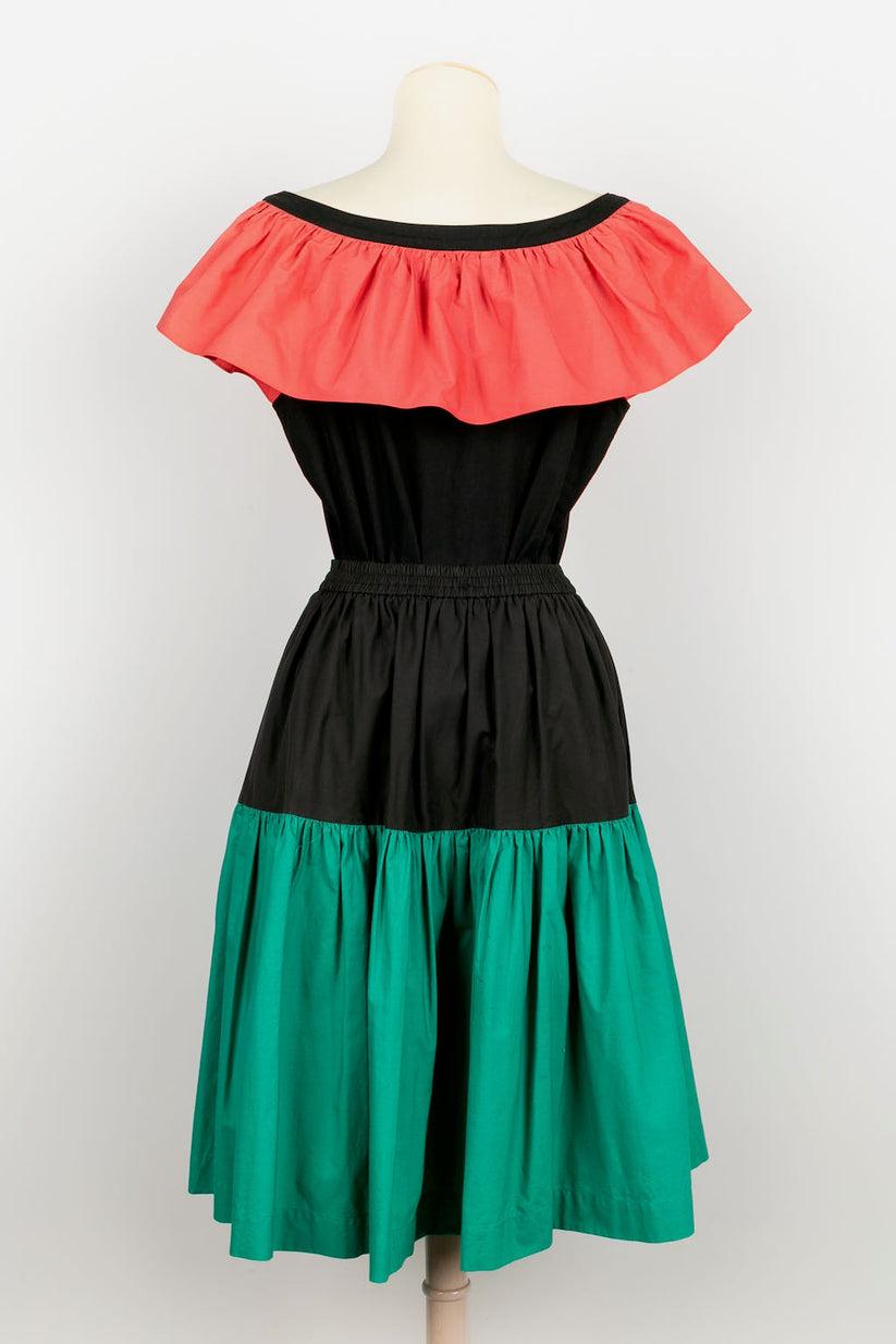 Black Yves Saint Laurent Cotton Poplin Outfit Spring, 1983  For Sale