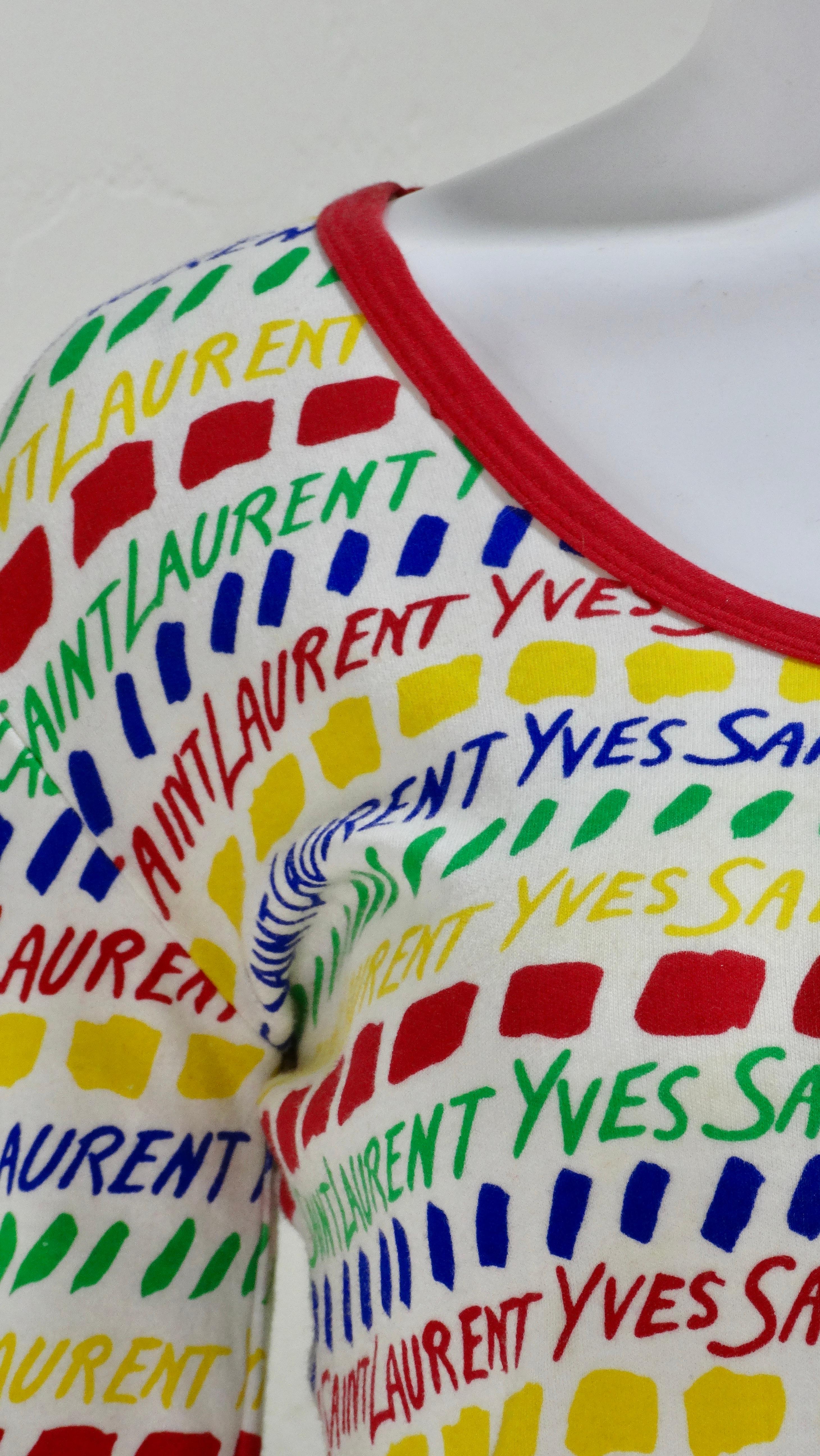 Yves Saint Laurent Langarm aus Baumwolle mit Baumwolldruck (Grau) im Angebot