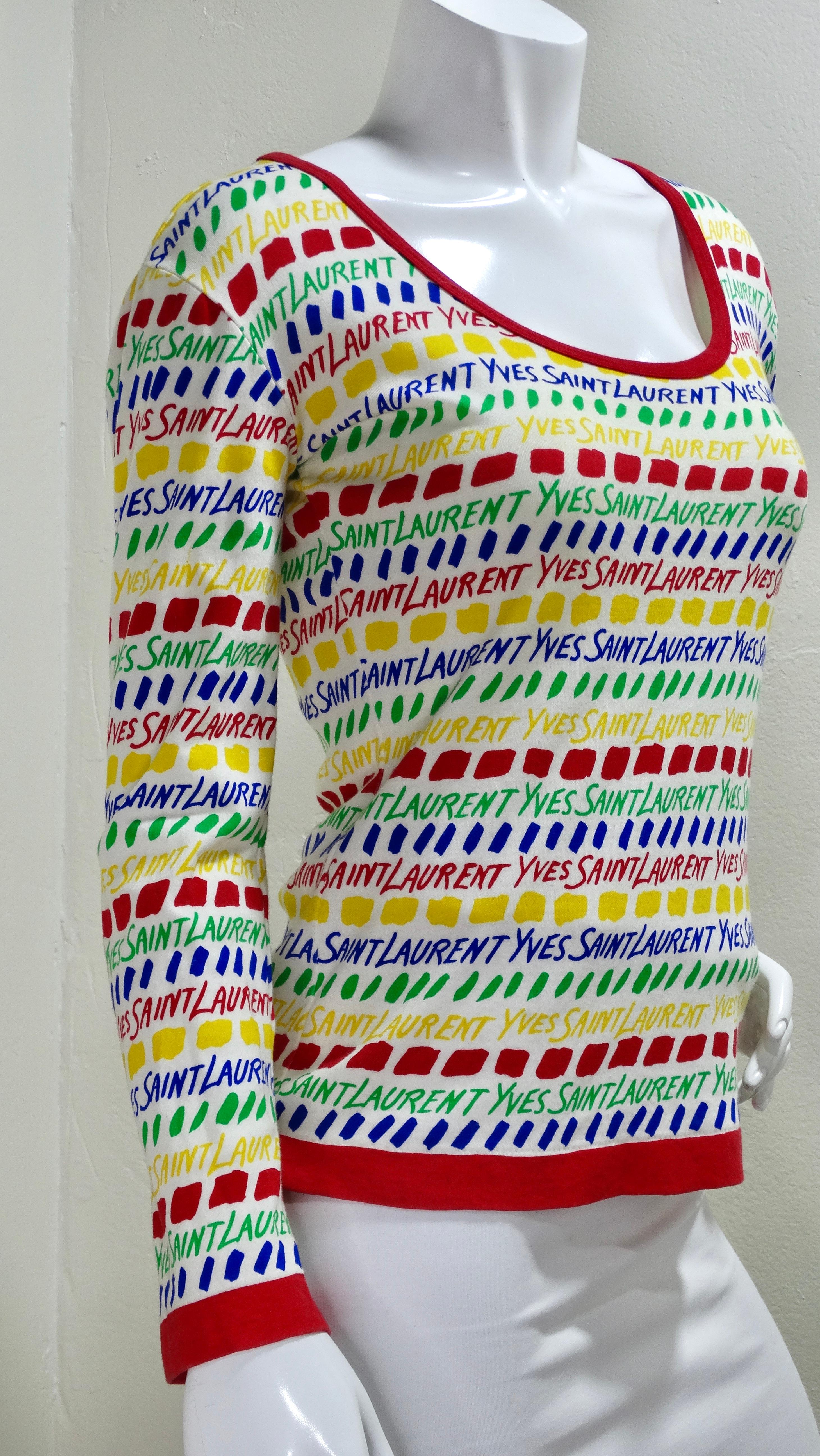Yves Saint Laurent Langarm aus Baumwolle mit Baumwolldruck im Zustand „Hervorragend“ im Angebot in Scottsdale, AZ