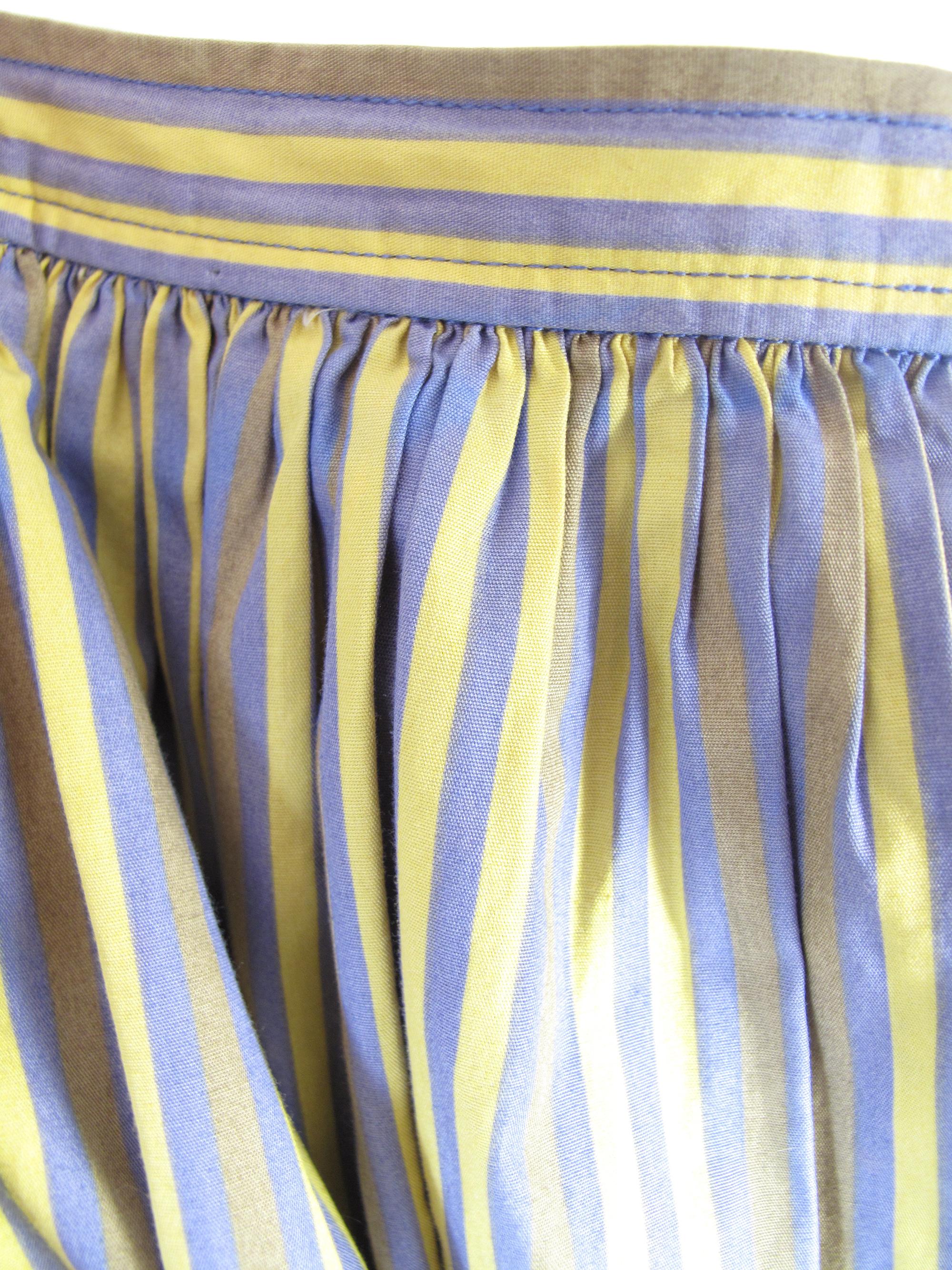 Brown Yves Saint Laurent Cotton Striped Skirt, 1980s