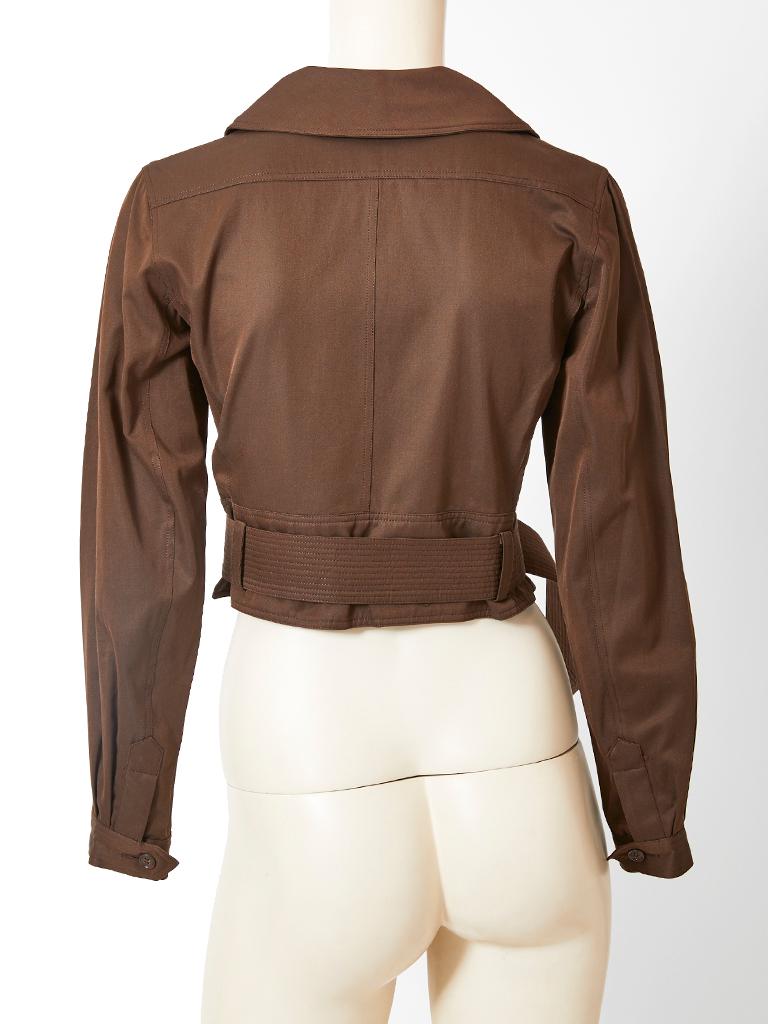 Brown Yves Saint Laurent Cotton Twill Bomber Jacket