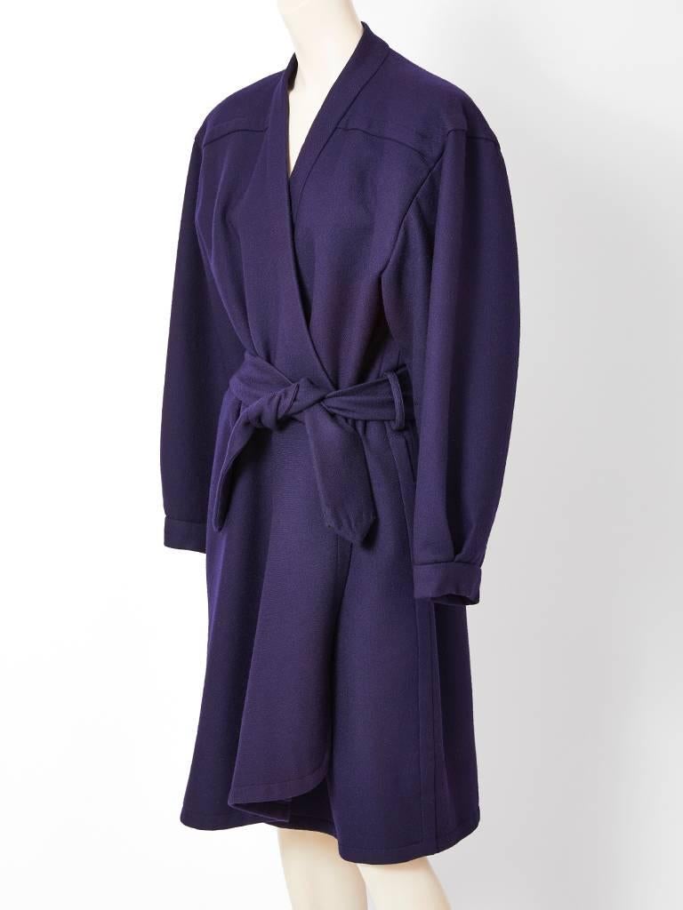 Black Yves Saint Laurent Couture Belted Wool Coat