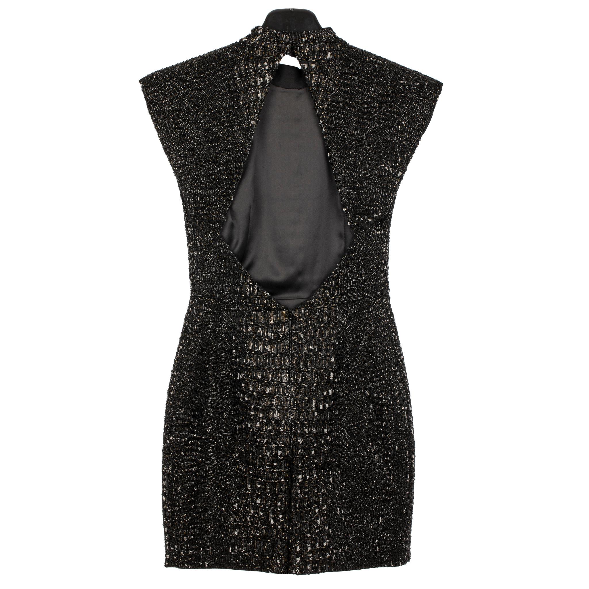 Yves Saint Laurent Couture Schwarzes Abendkleid mit Krokodilperlenbesatz 36 Fr im Angebot 8
