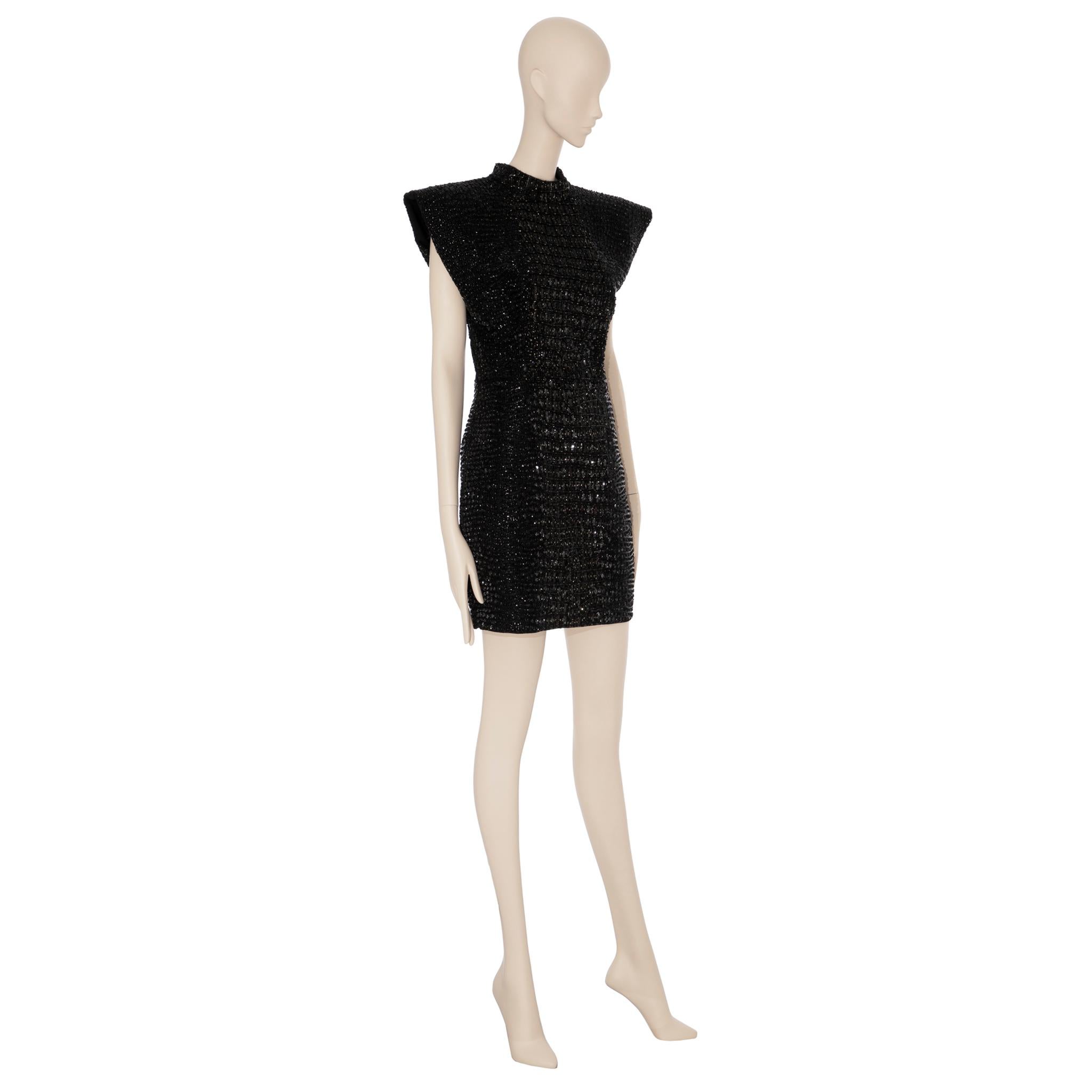 Women's Yves Saint Laurent Couture Black Evening Dress With Crocodile Beading 36 Fr For Sale