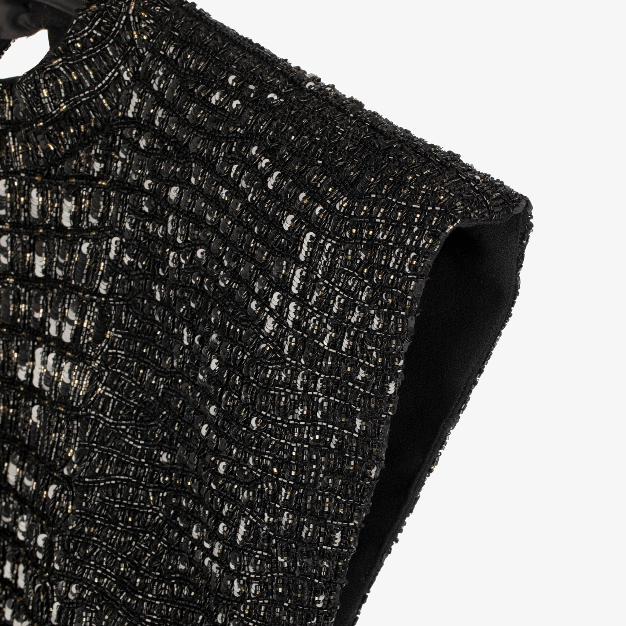Yves Saint Laurent Couture Schwarzes Abendkleid mit Krokodilperlenbesatz 36 Fr im Angebot 4