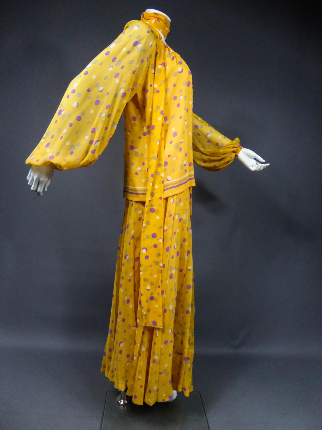 Yves Saint Laurent Couture Chiffon Blouse and Skirt Numbered 39377 Circa 1975 8