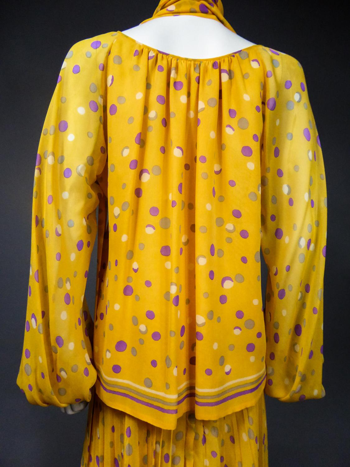 Yves Saint Laurent Couture Chiffon Blouse and Skirt Numbered 39377 Circa 1975 9