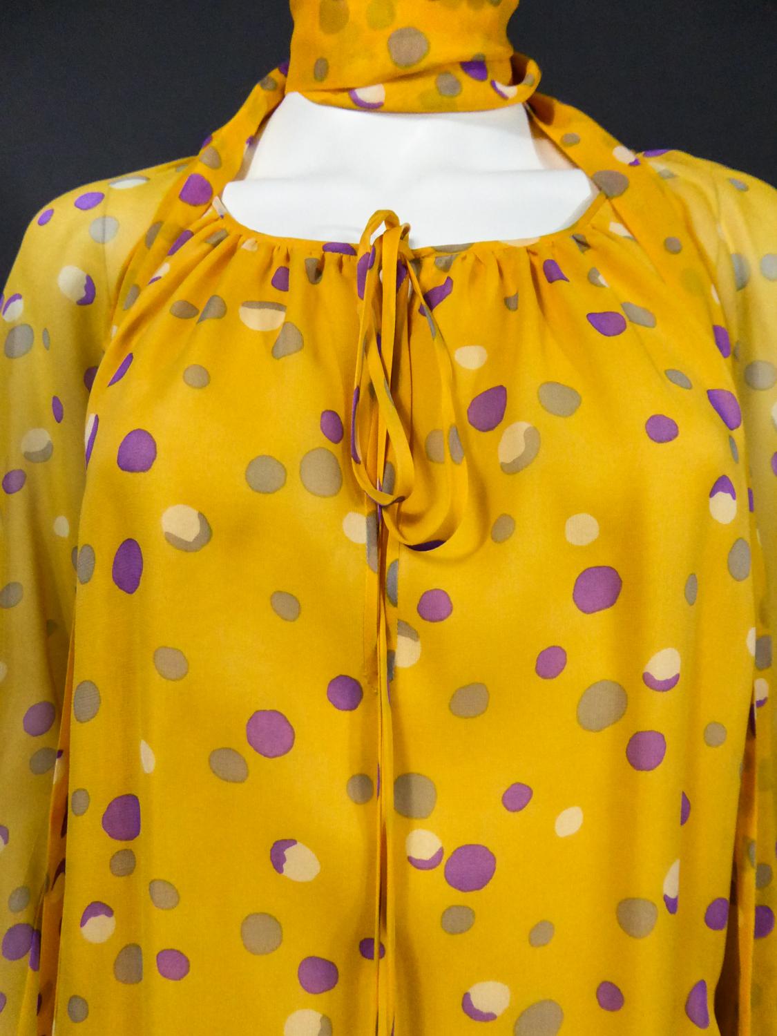 Yves Saint Laurent Couture Chiffon Blouse and Skirt Numbered 39377 Circa 1975 2