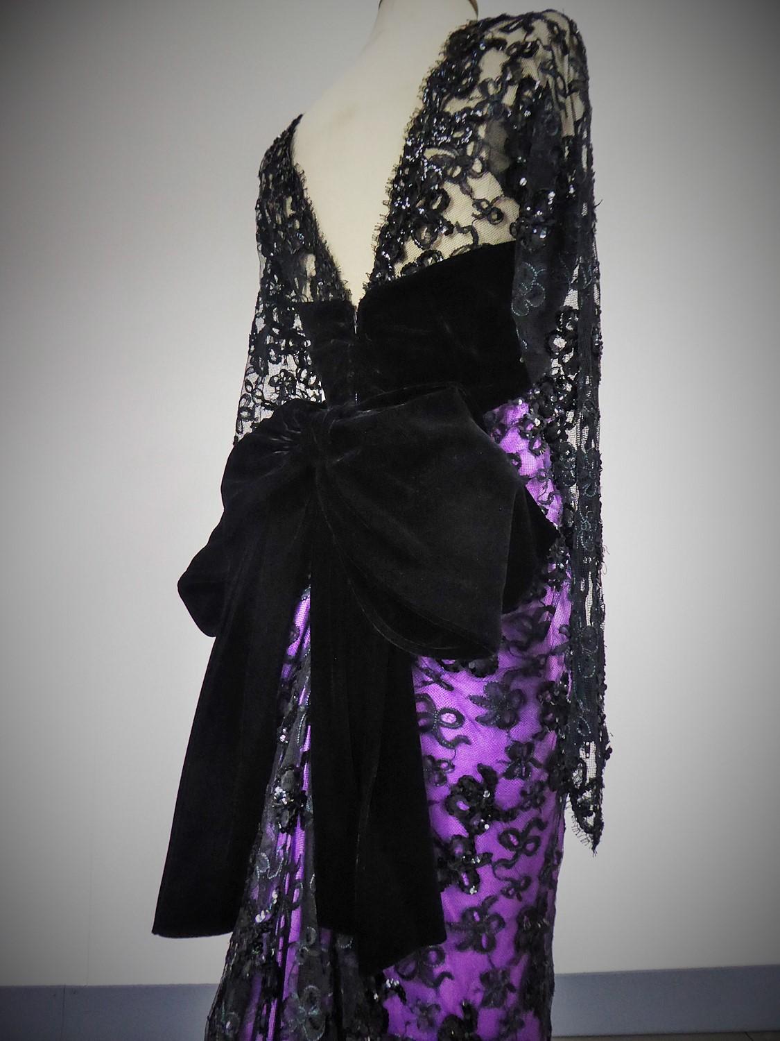 Yves Saint Laurent Couture Evening Gown Lace and Satin n. 59501 Collection 1985 For Sale 6
