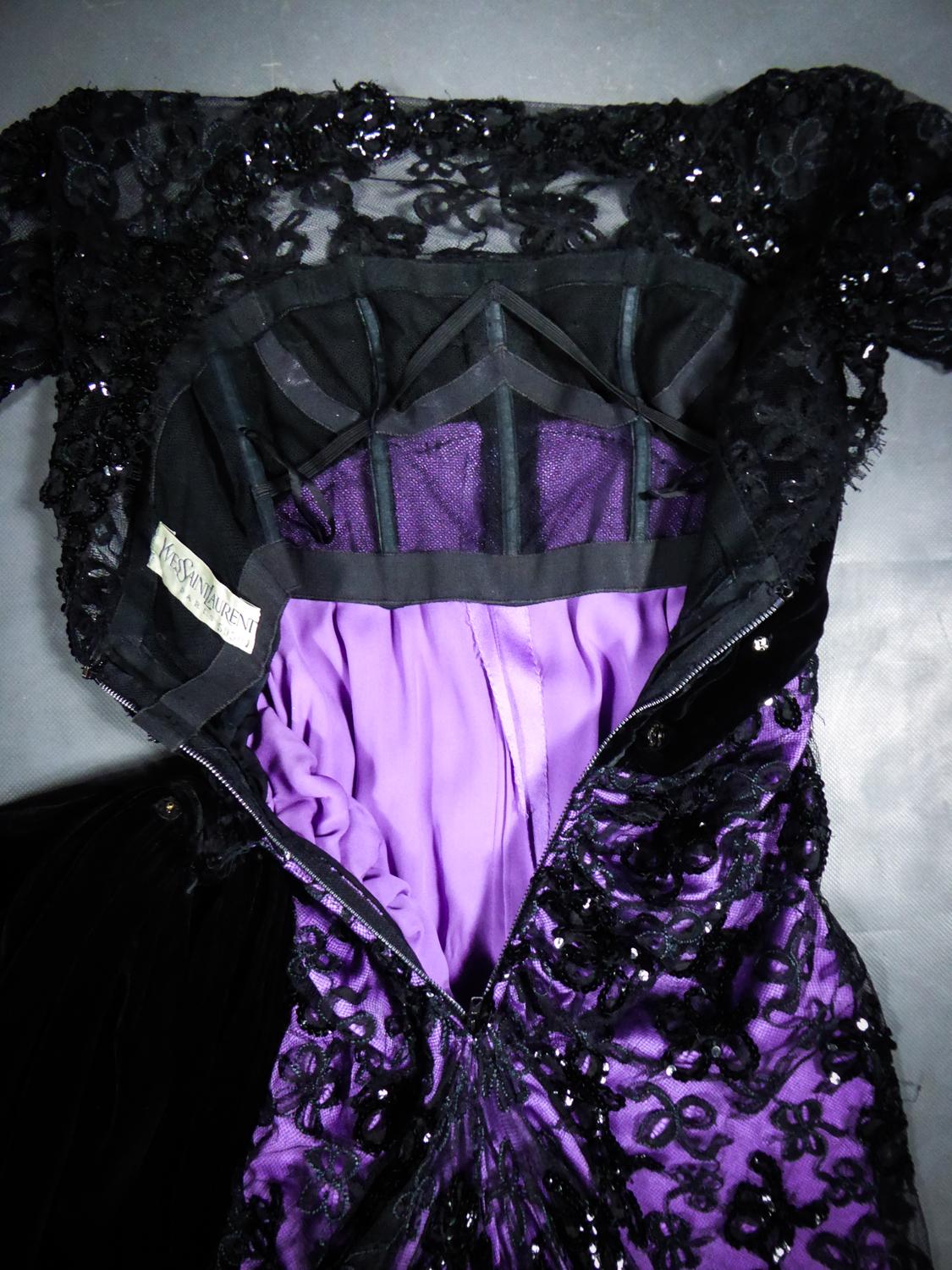 Yves Saint Laurent Couture Evening Gown Lace and Satin n. 59501 Collection 1985 For Sale 9