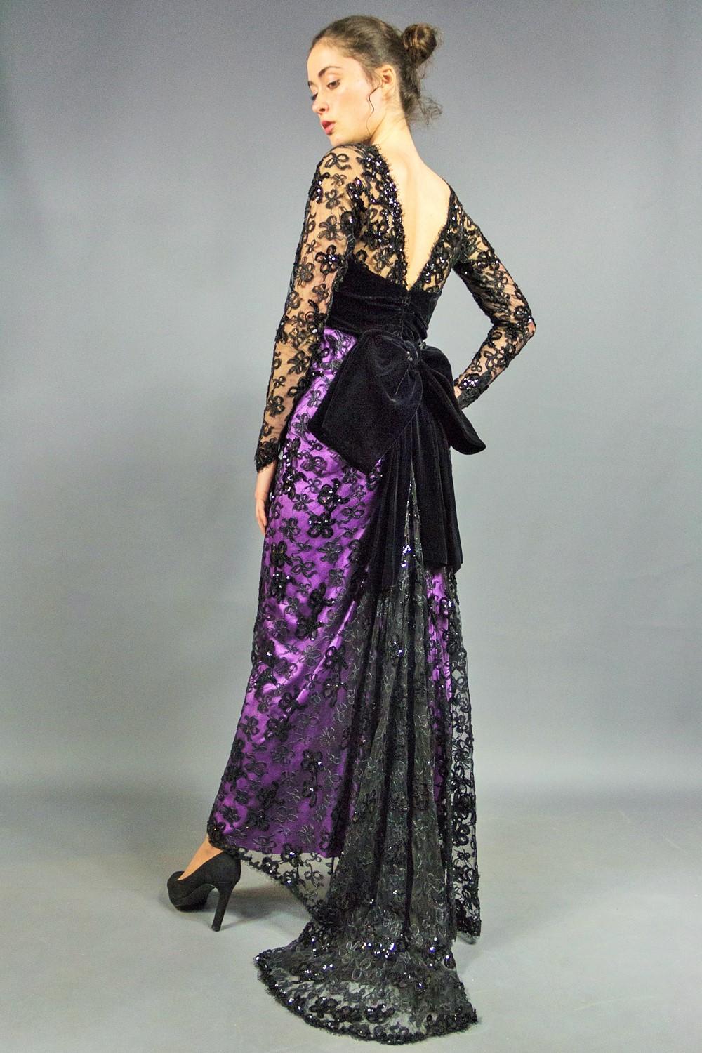 Yves Saint Laurent Couture Evening Gown Lace and Satin n. 59501 Collection 1985 For Sale 13